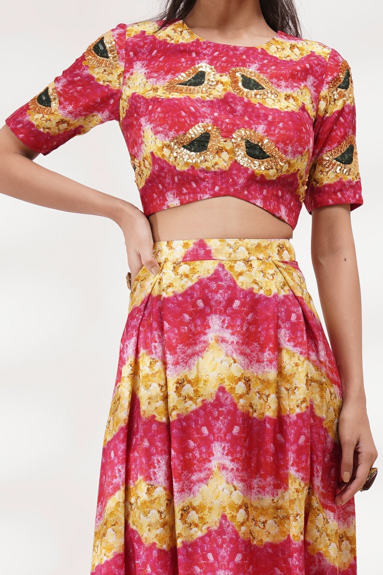Round Neck Blouse Harem Pants