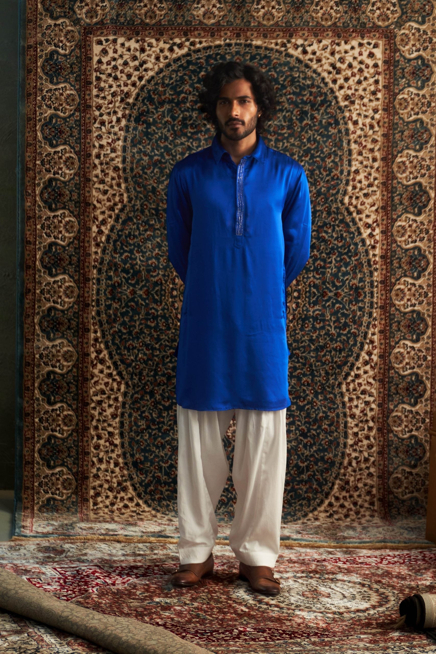 Prarambh Embroidered pathani kurta set for men