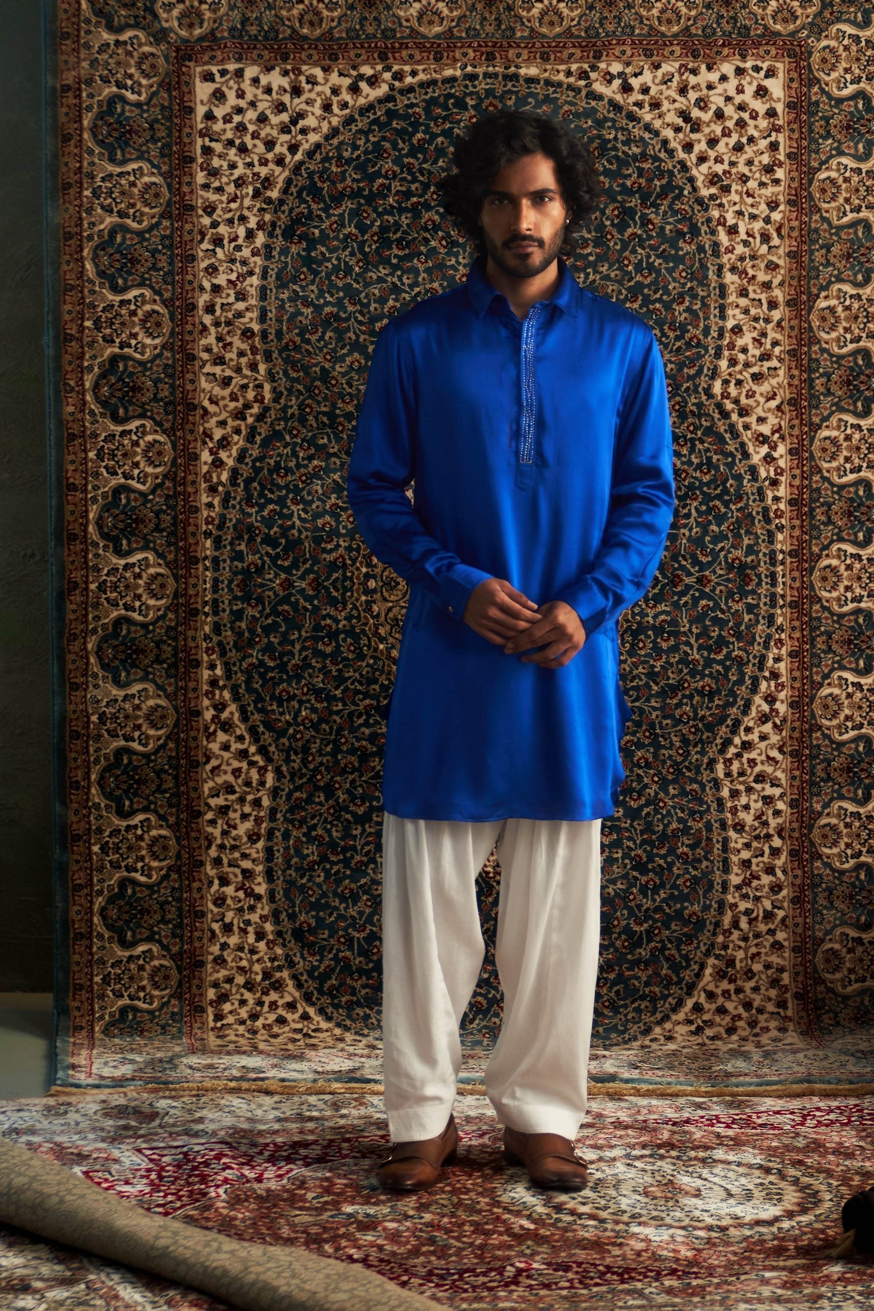 Prarambh Embroidered pathani kurta set for men