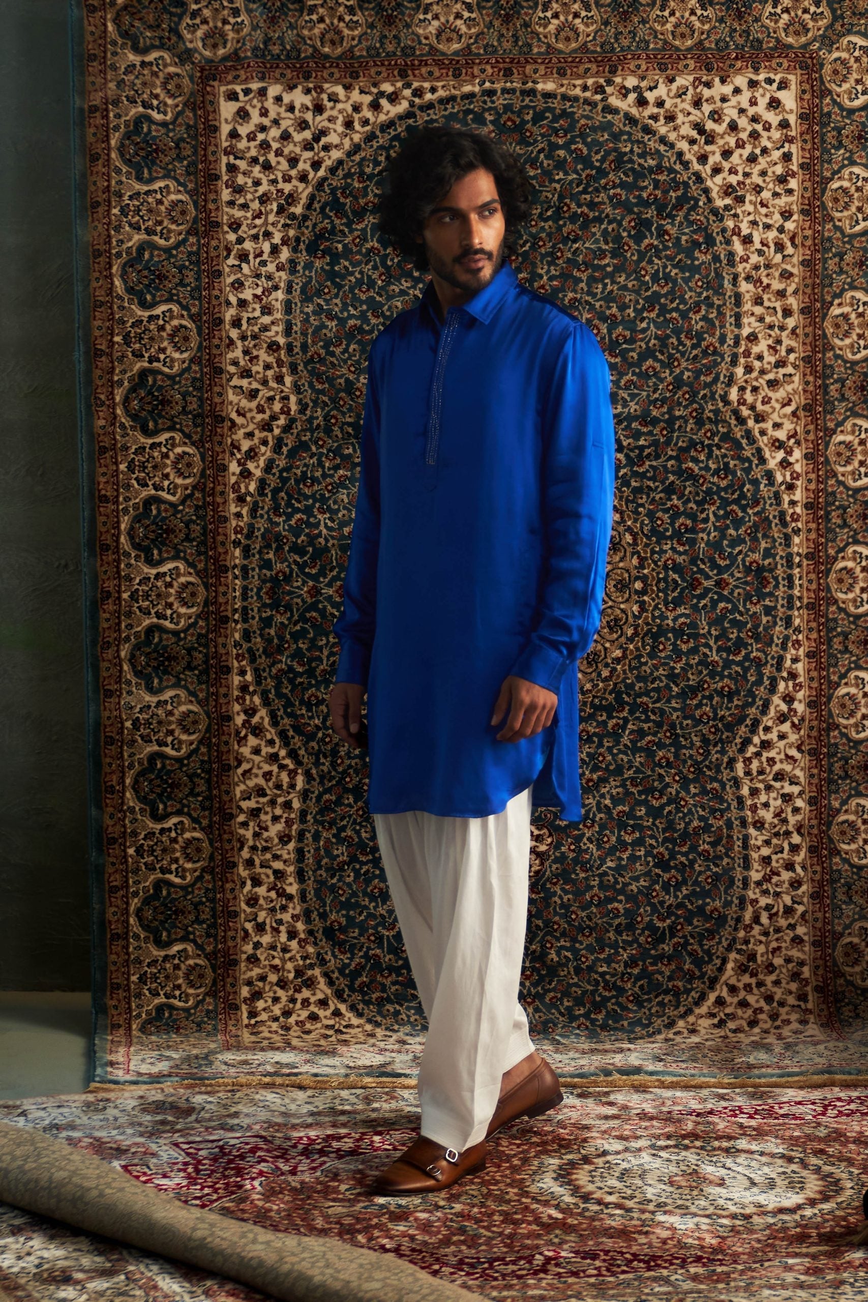 Prarambh Embroidered pathani kurta set for men