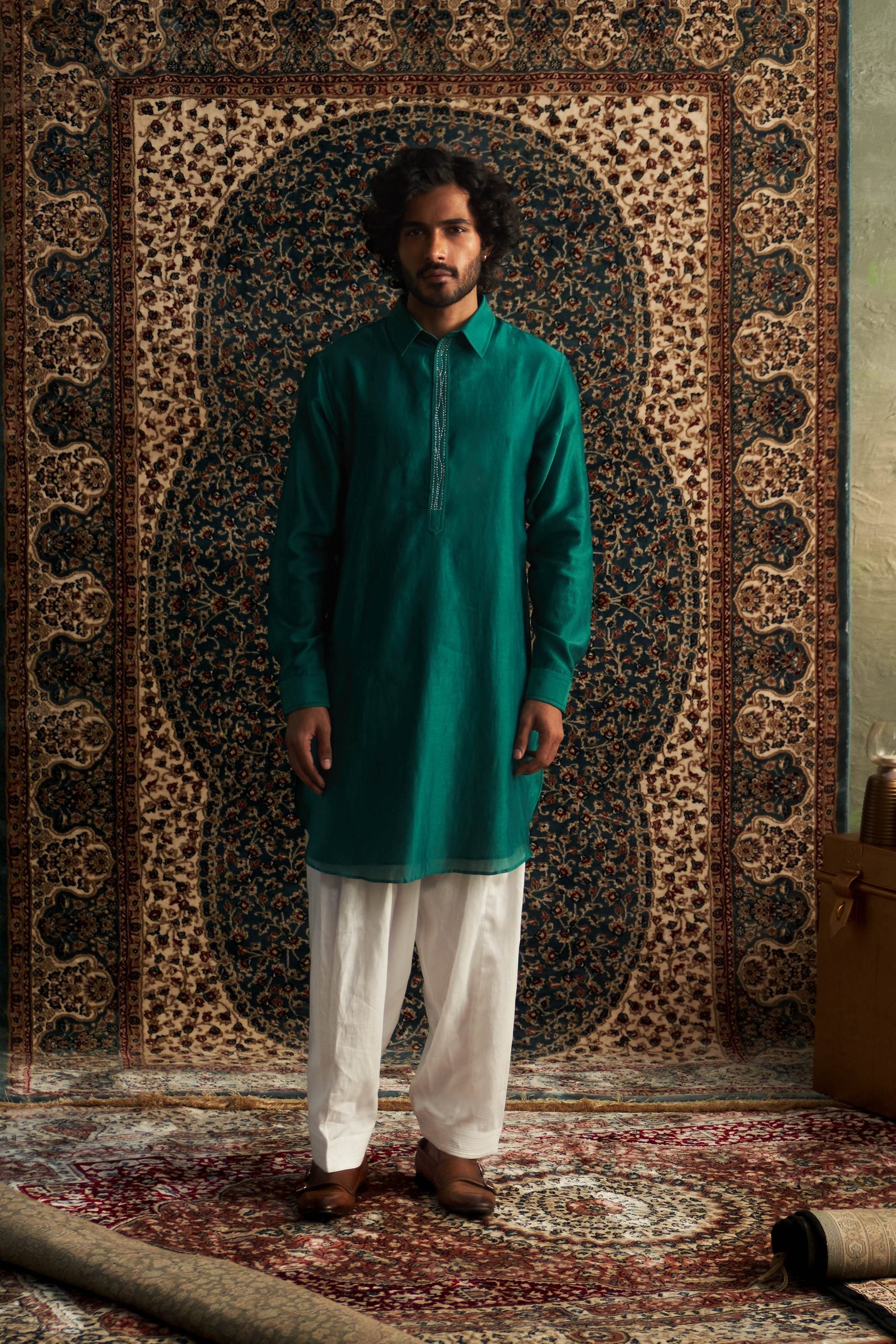 Prarambh Embroidered pathani kurta set for men