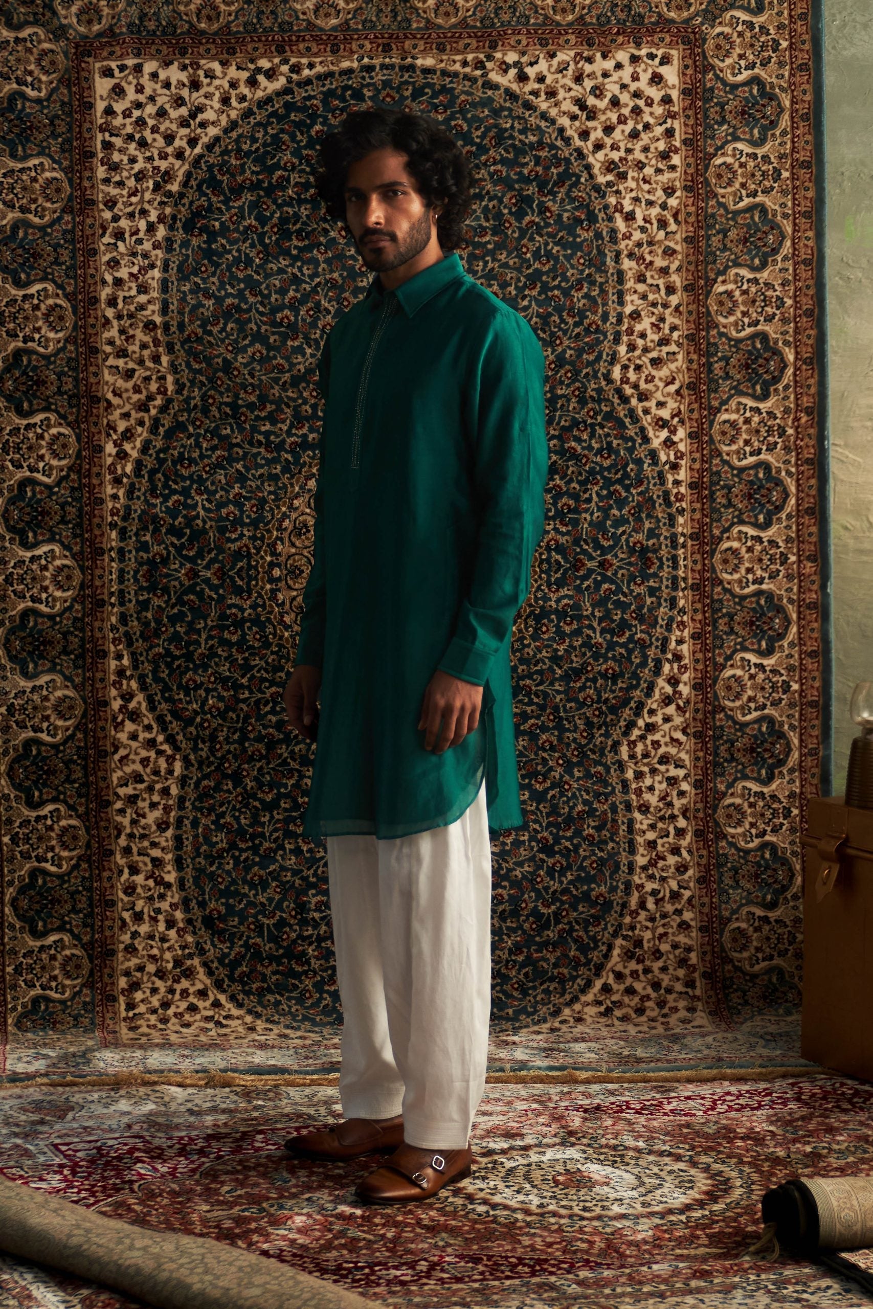 Prarambh Embroidered pathani kurta set for men