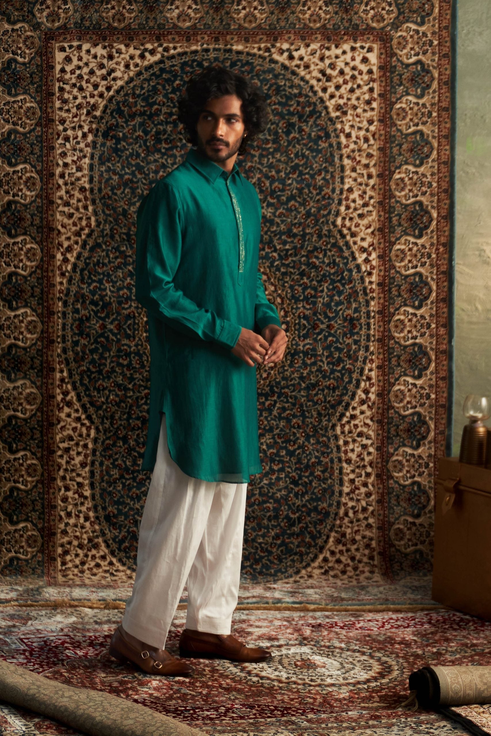 Prarambh Embroidered pathani kurta set for men