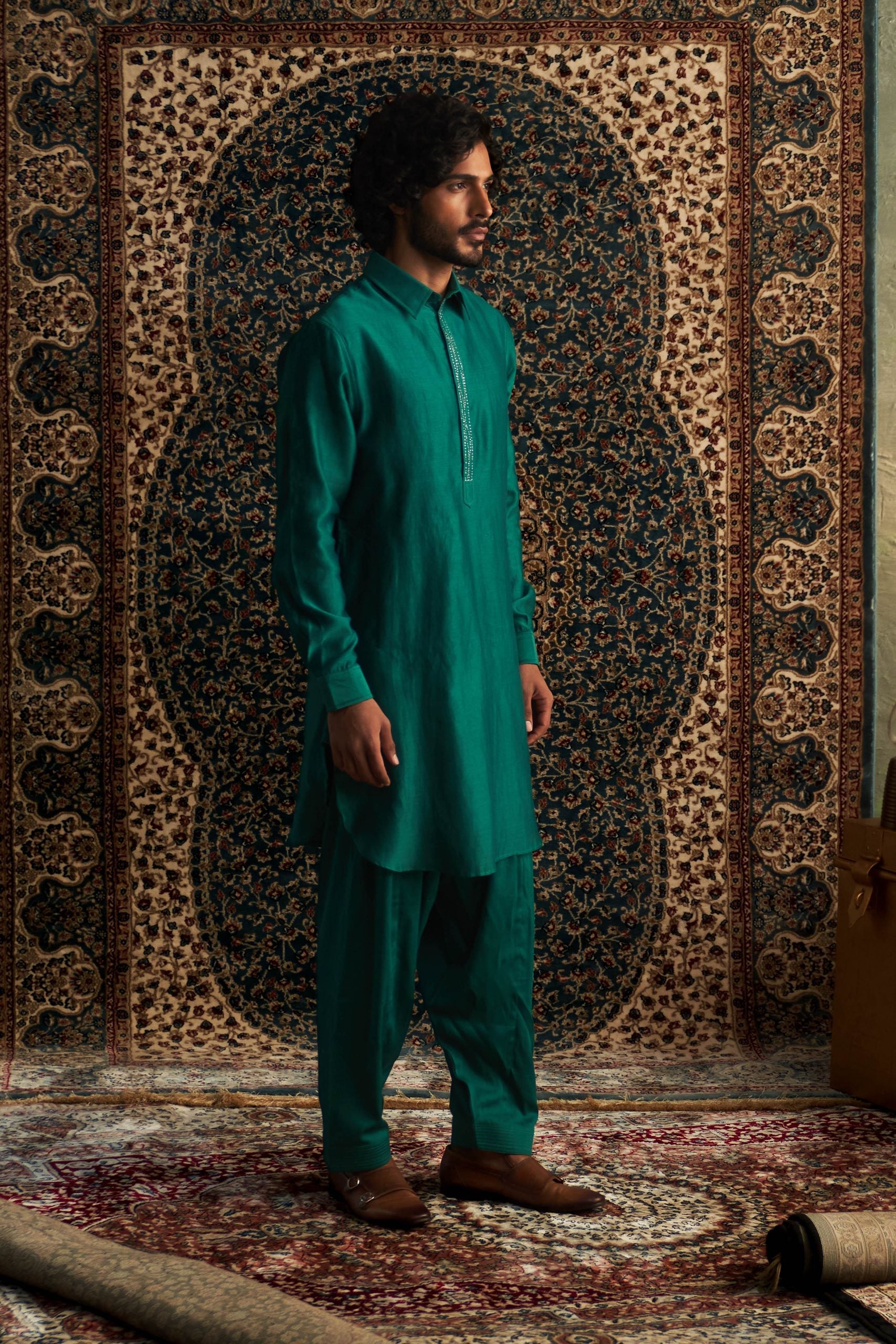 Prarambh Embroidered pathani kurta set for men