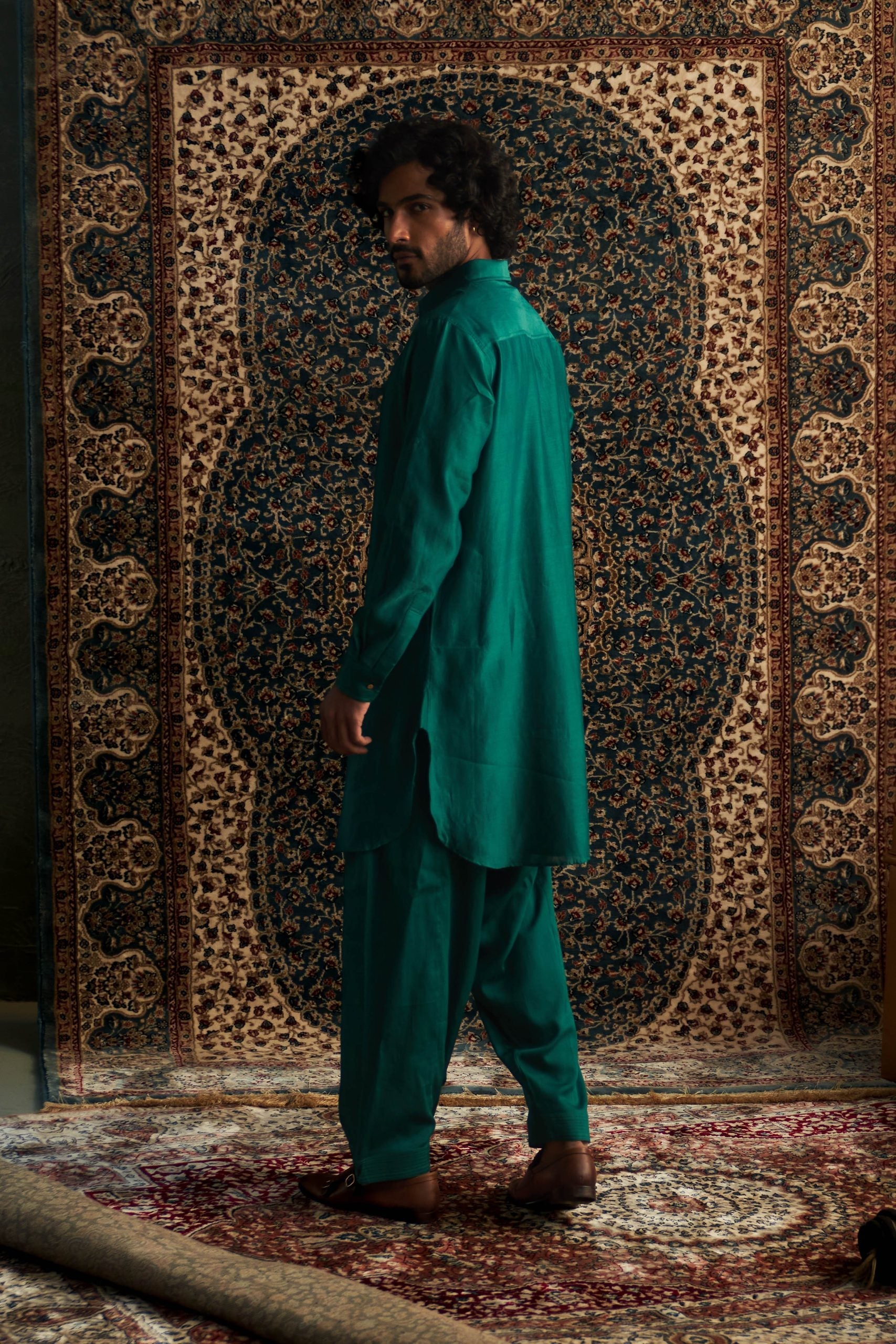 Prarambh Embroidered pathani kurta set for men