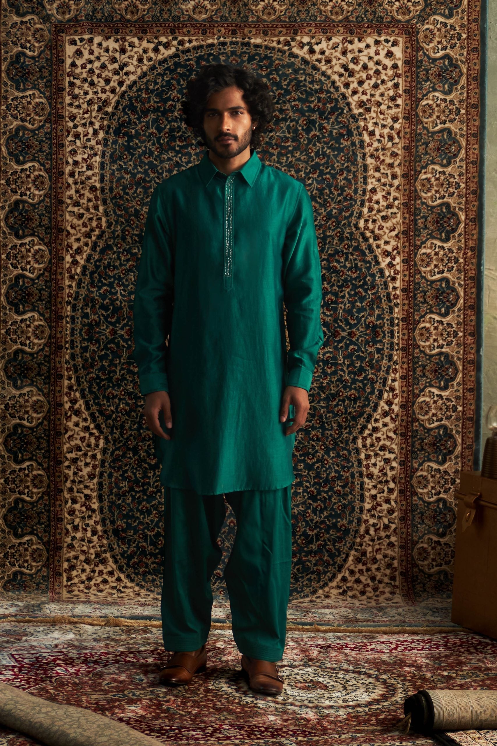 Prarambh Embroidered pathani kurta set for men