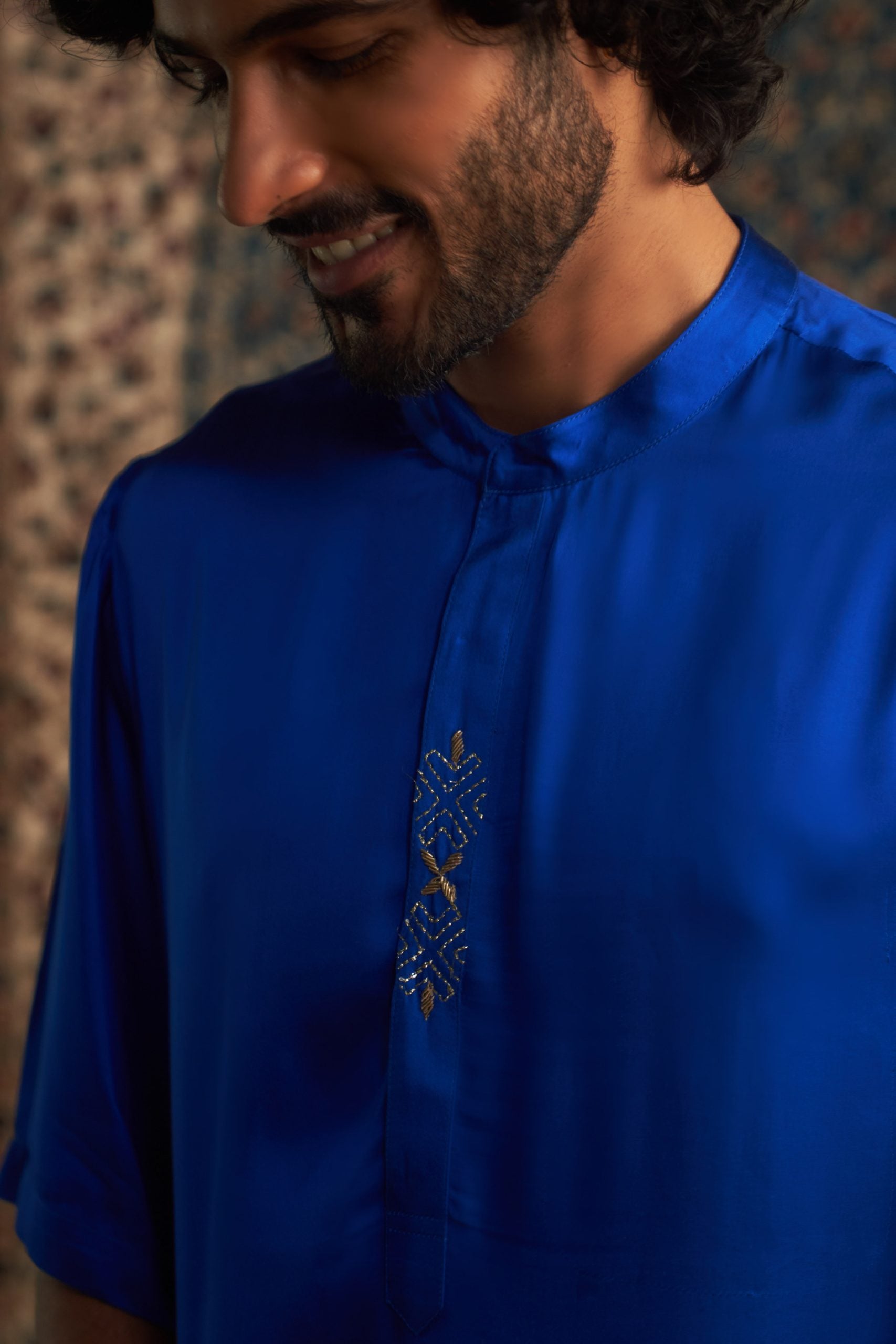 Prarambh Embroidered short sleeve kurta set for men