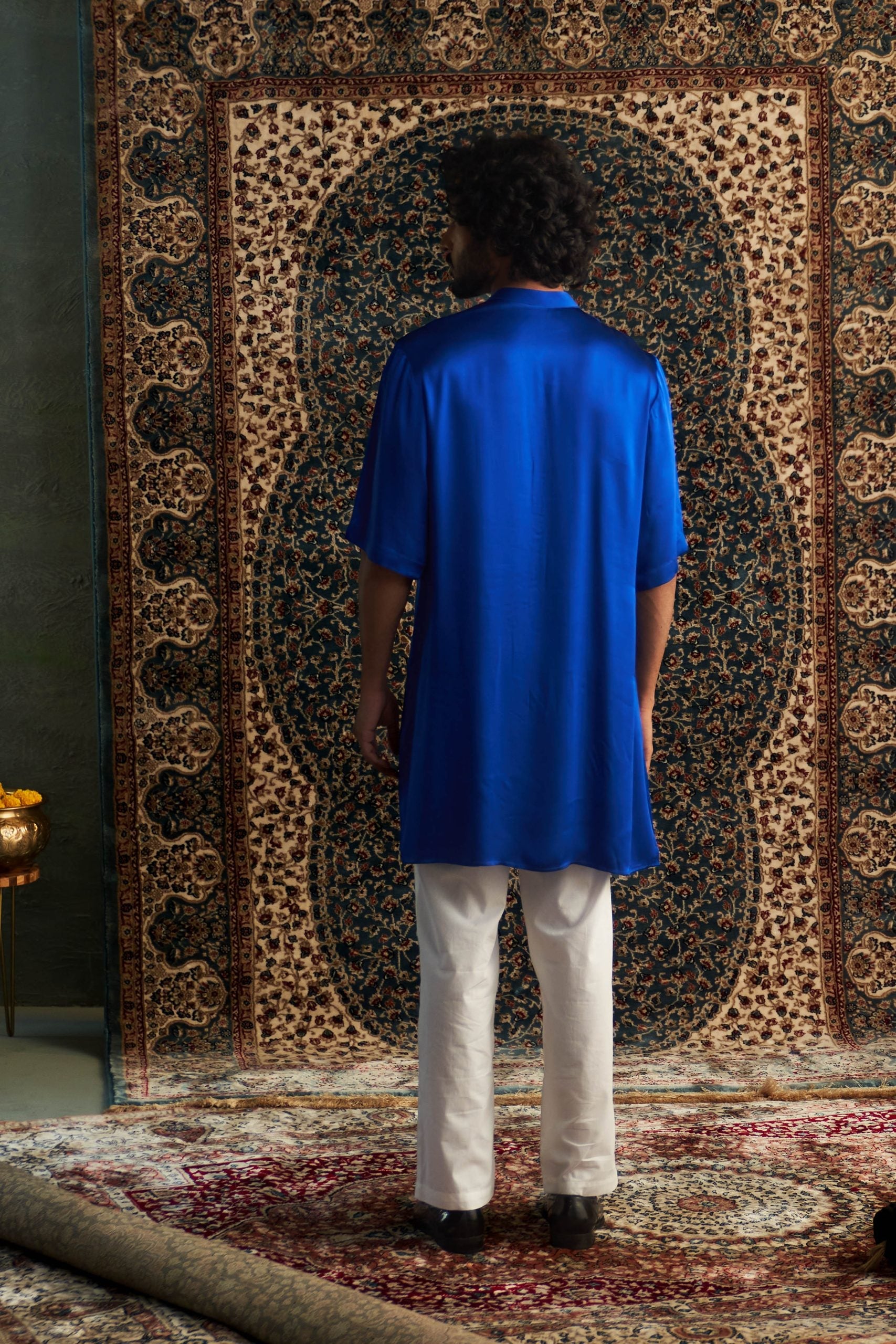 Prarambh Embroidered short sleeve kurta set for men