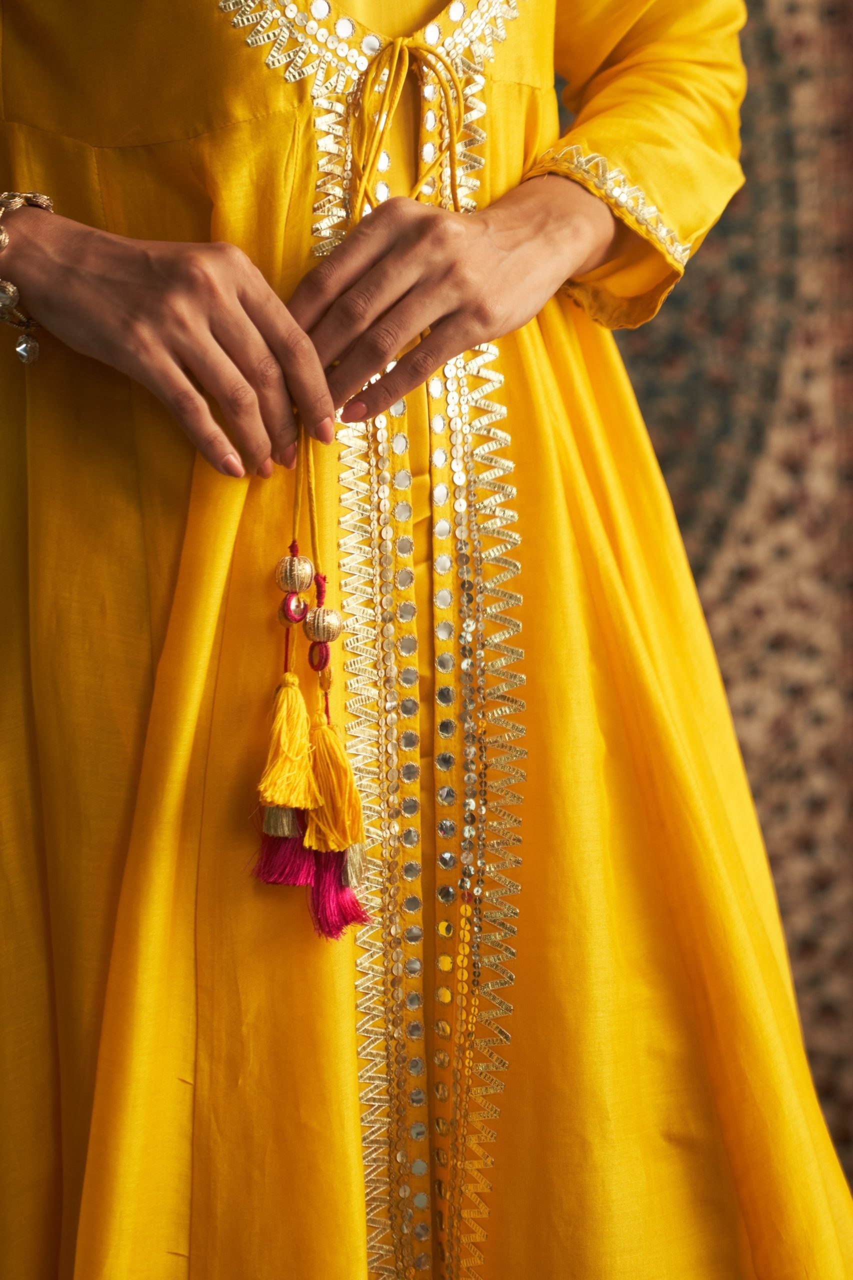 Marigold Embroidered Choga Set