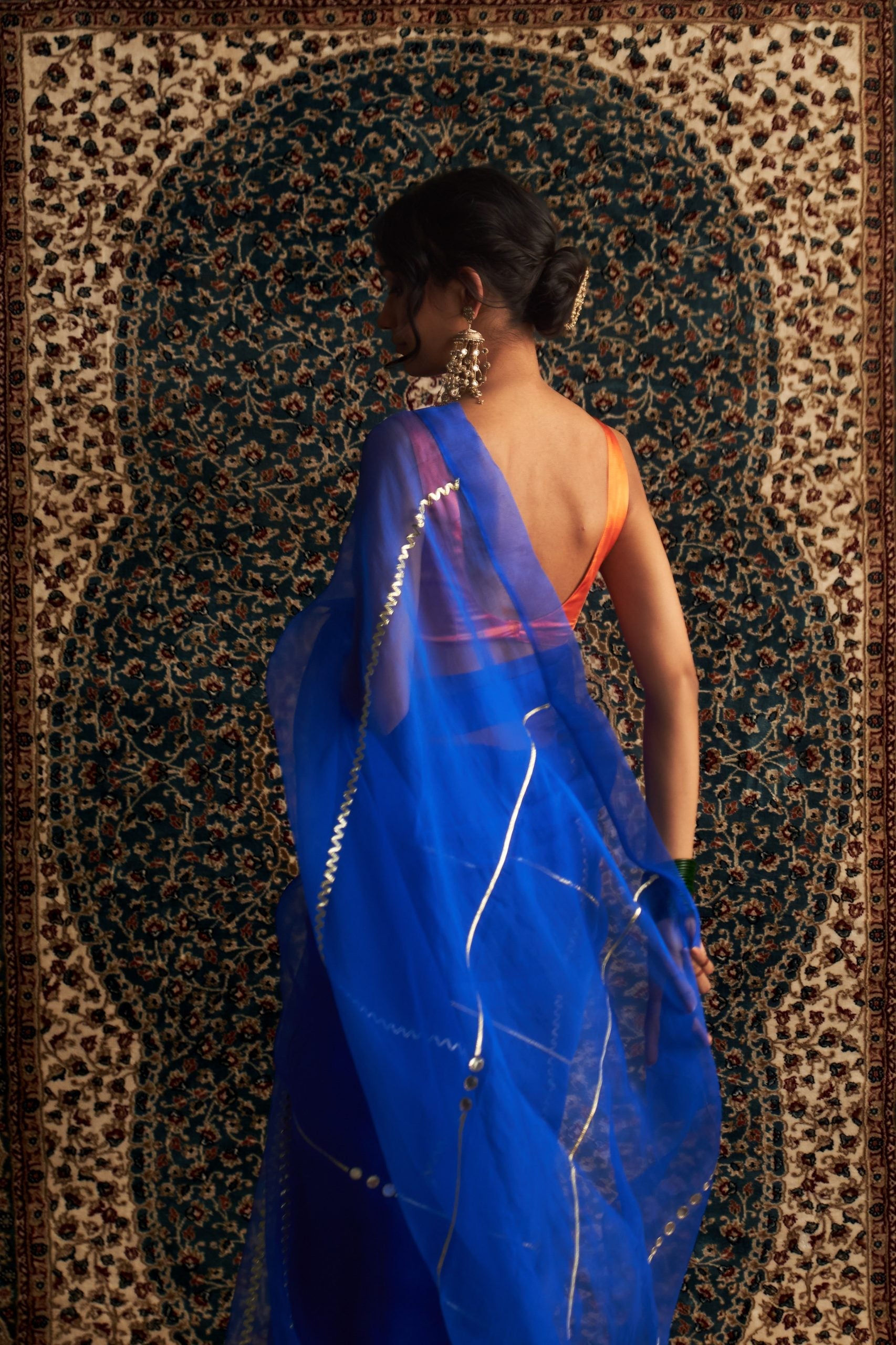 Prarambh Embroidered organza saree with sleeveless blouse