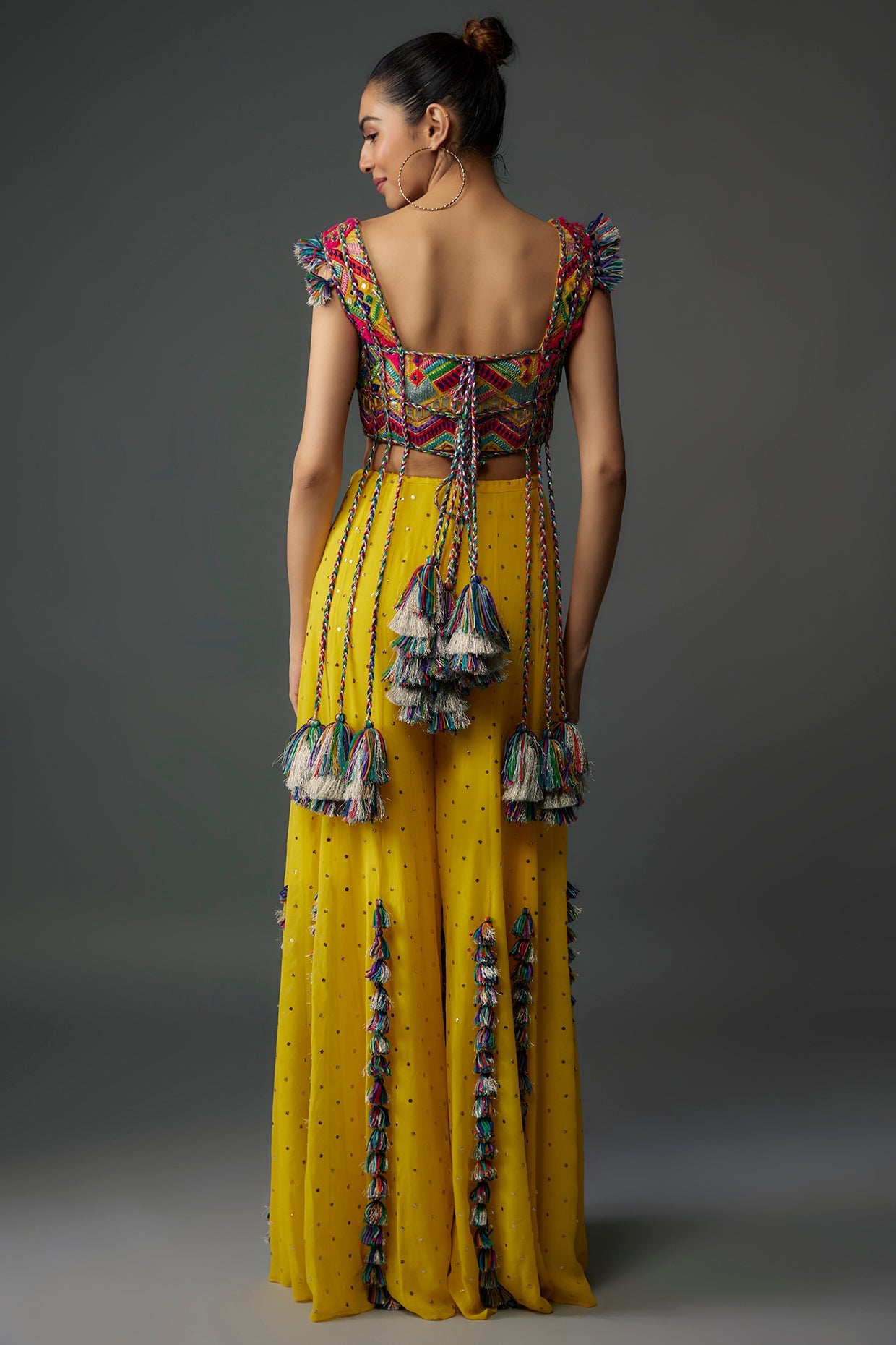 Yellow Embroidered Choli With Sharara