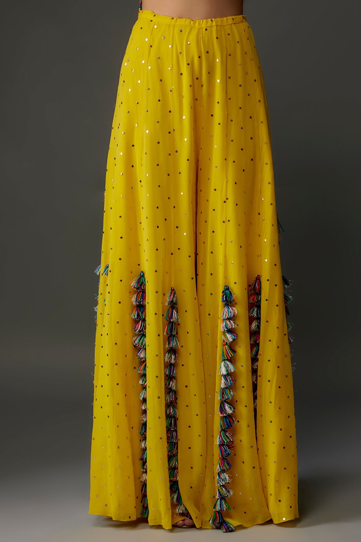 Yellow Embroidered Choli With Sharara