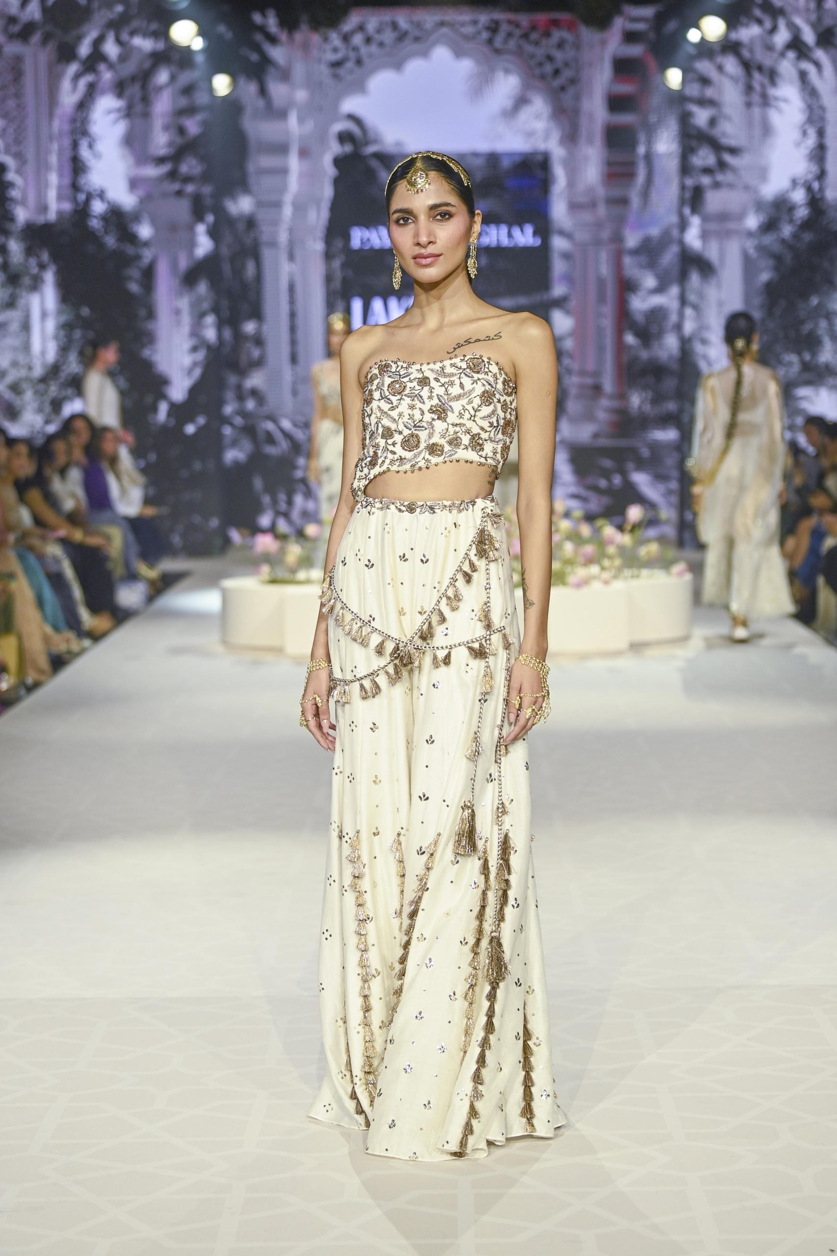 Nissa Off White Embroidered Choli With Sharara