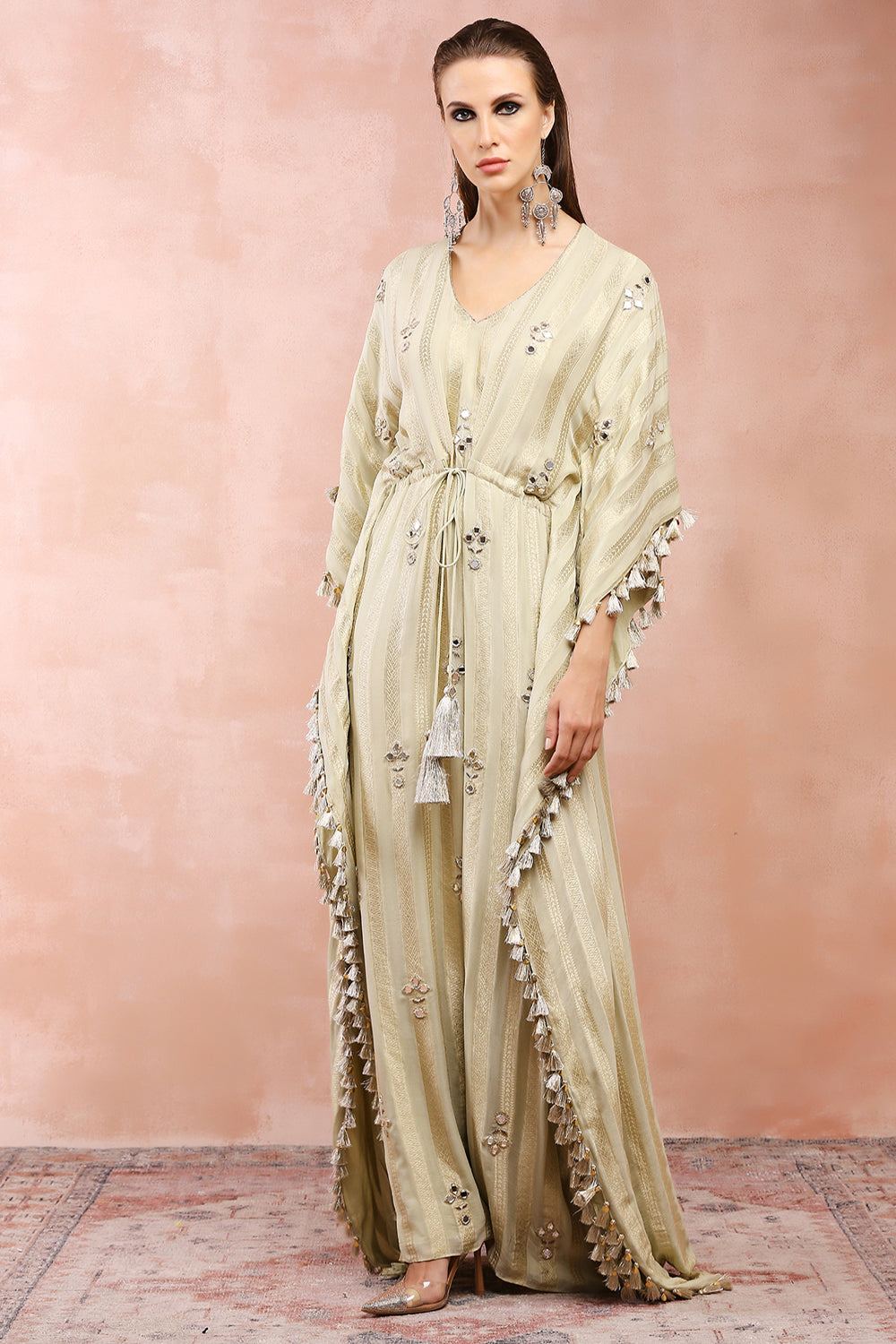 Mint Embroidered Kaftan