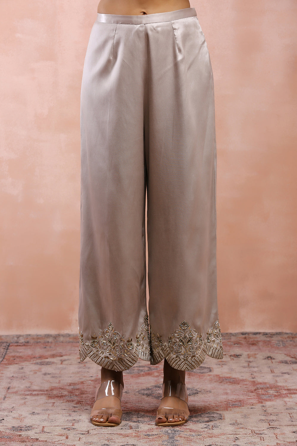 Grey Bagh Embriodered Kurta With Pant And Dupatta