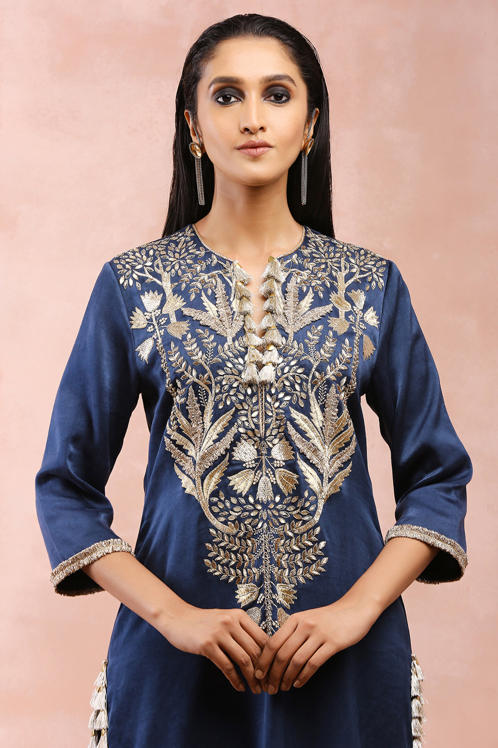 Navy Bagh Embroidered Kurta With Pant And Dupatta