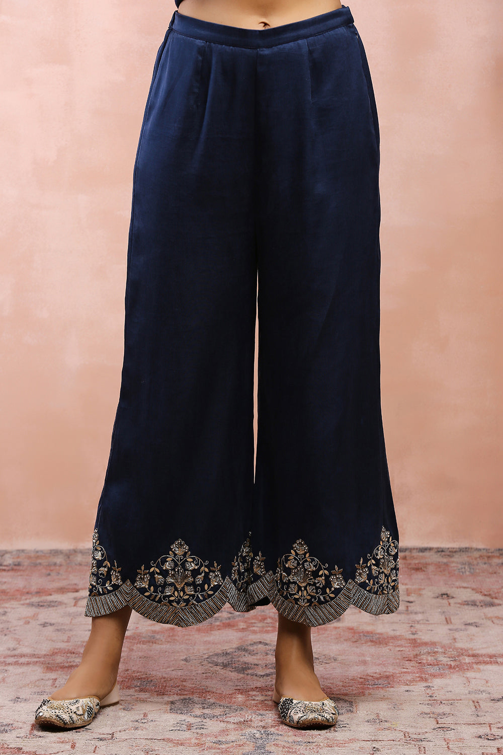 Navy Bagh Embroidered Kurta With Pant And Dupatta