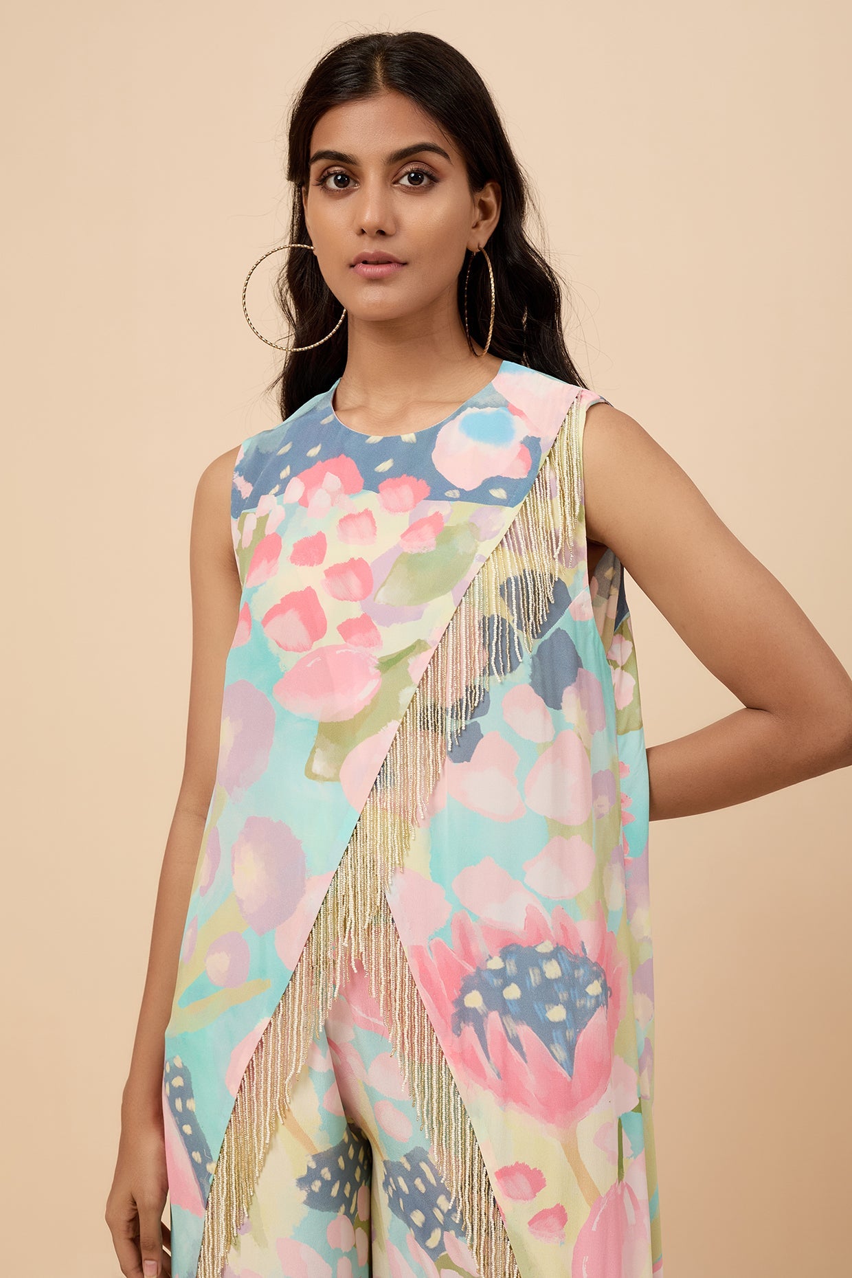 Euphoria Printed Kurta With Palazzo And Belt