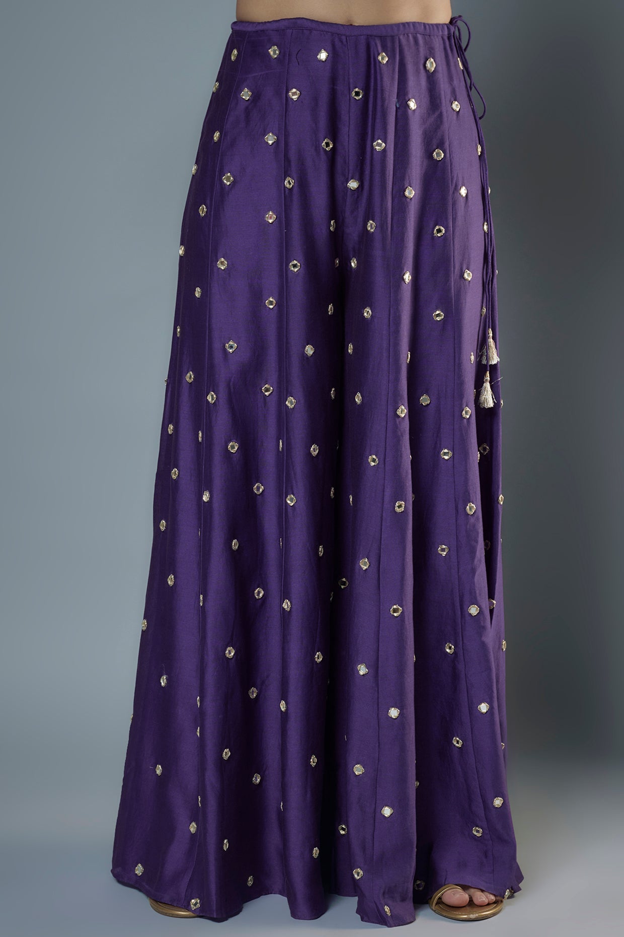 Purple Embroidered Kurta And Sharara With Dupatta