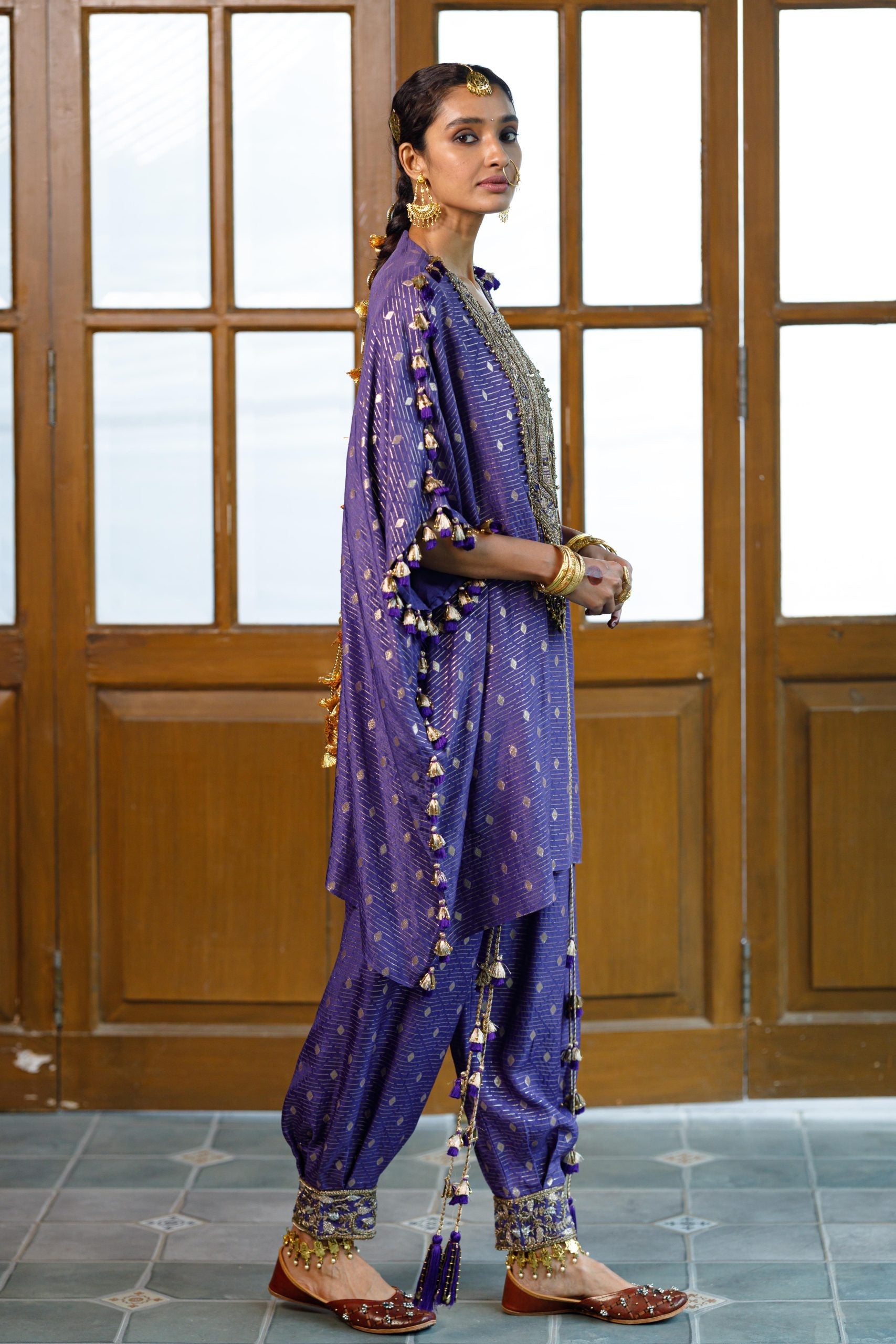 Razia Purple Embroidered Kaftan And Salwar