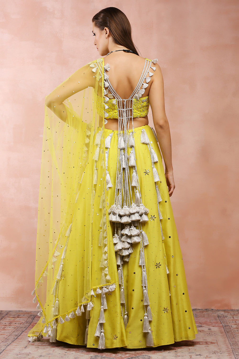 Yellow Embroidered Choli And Lehenga With Dupatta