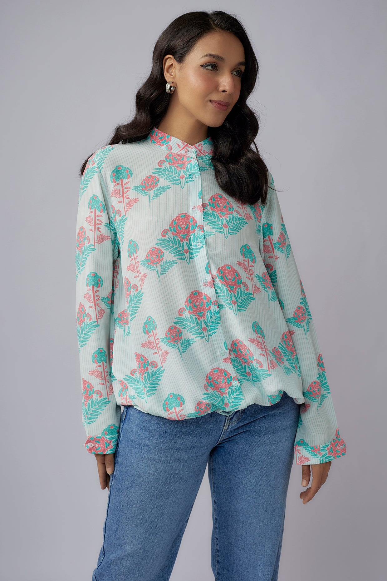 Pink Printed Crepe Top