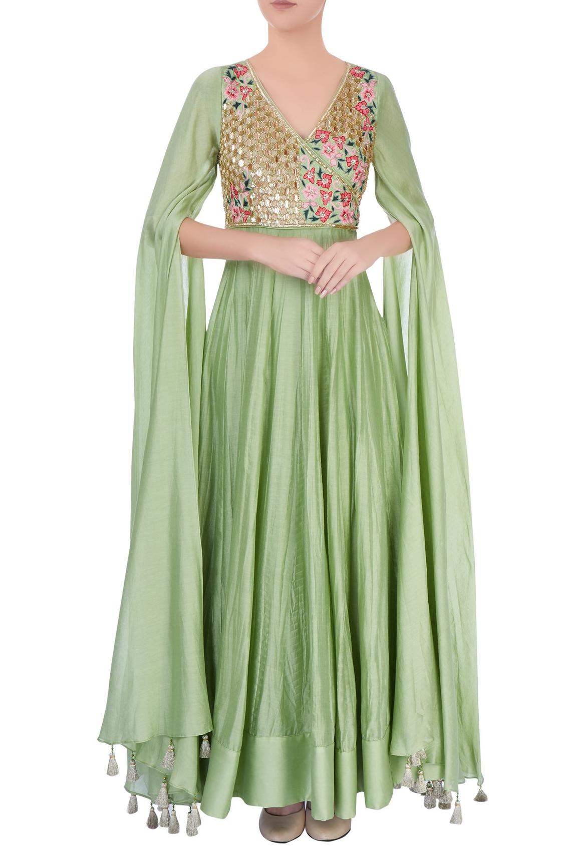 Pastel Green Embellished Anarkali Gown