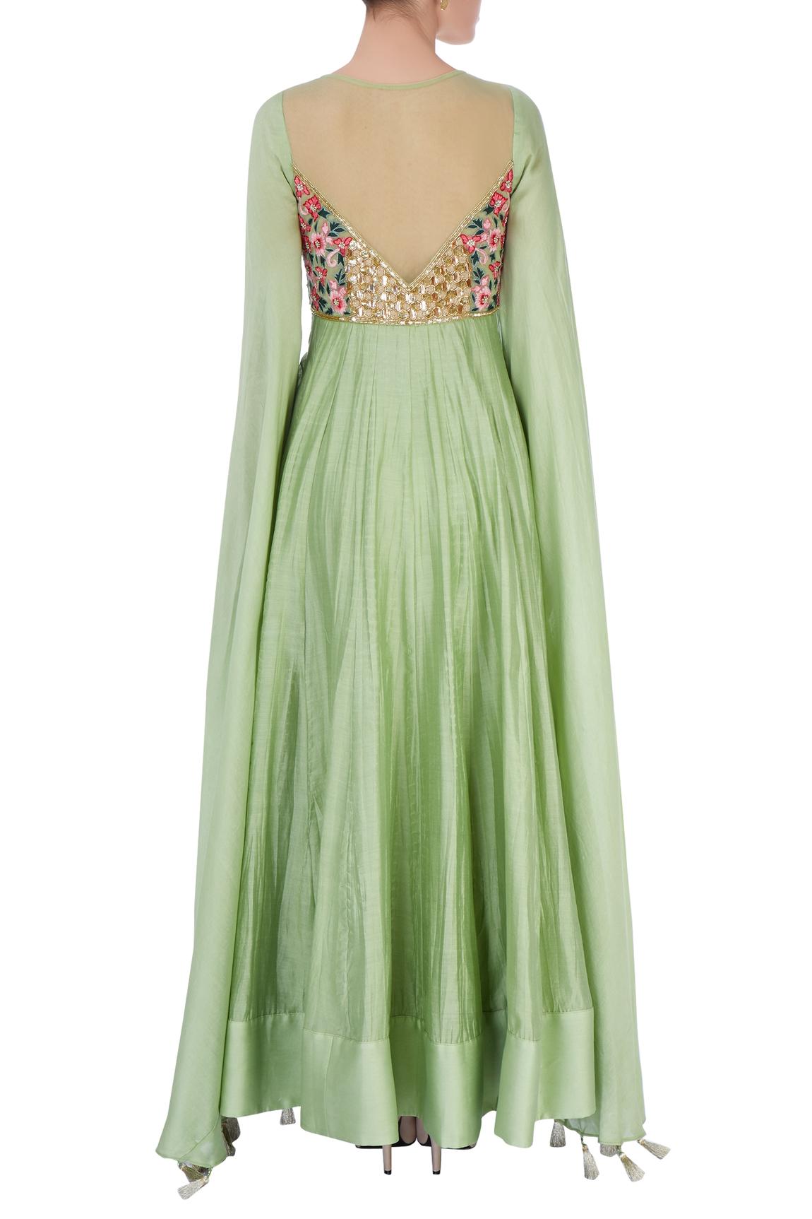 Pastel Green Embellished Anarkali Gown