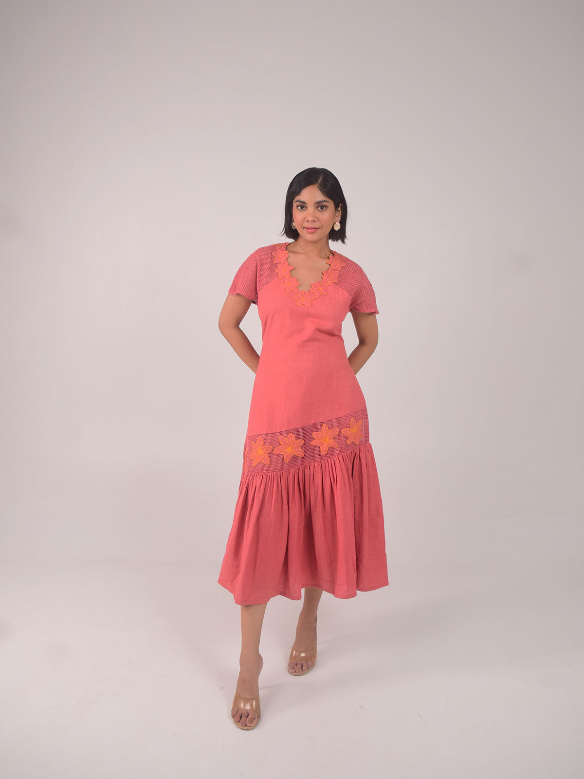 Stacy Embroidered Applique Dress