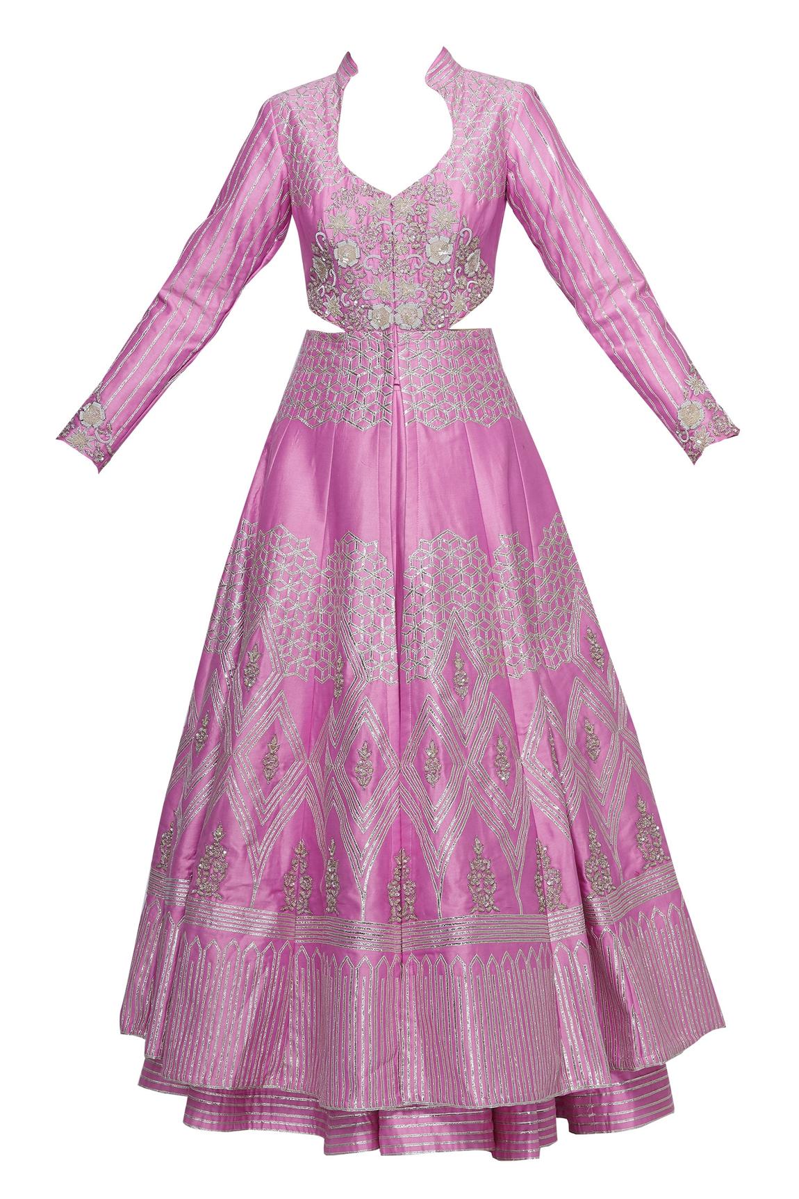 Pink Chanderi Kurta Lehenga Set