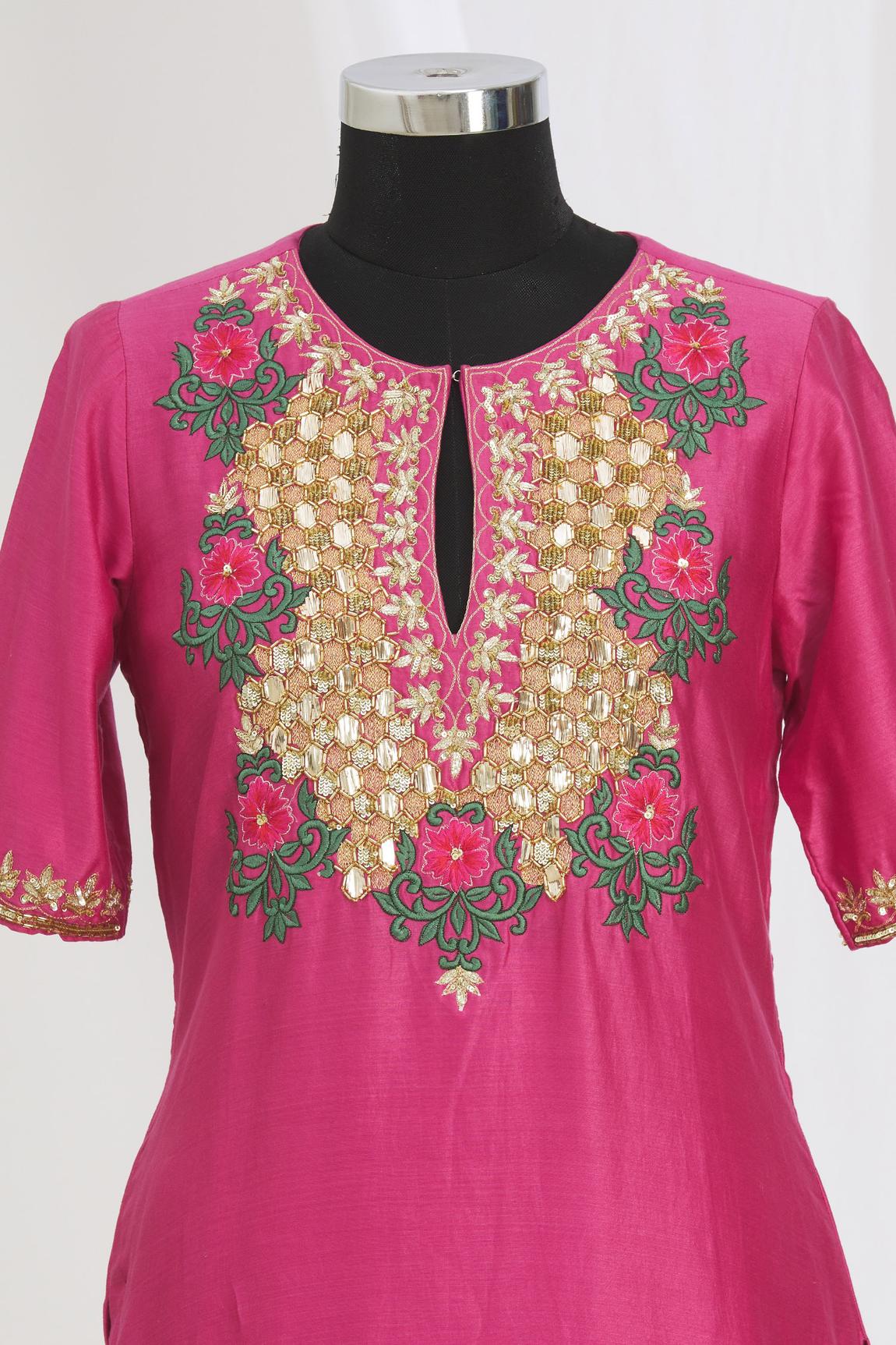 Pink Embroidered Kurta Set