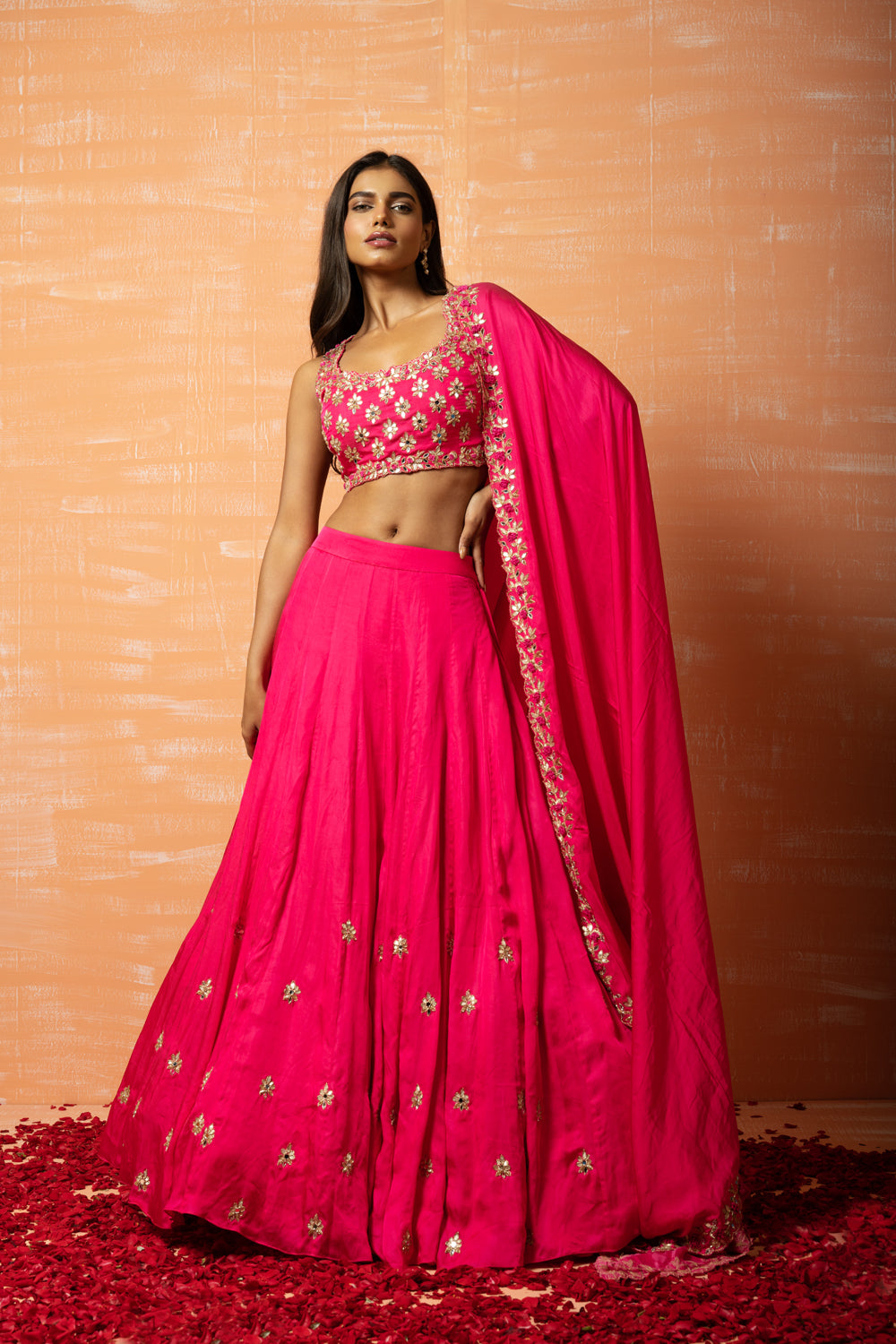 Pink Hand Embroidered Lehenga Set - Auraya Fashion - Quench A Thirst - 