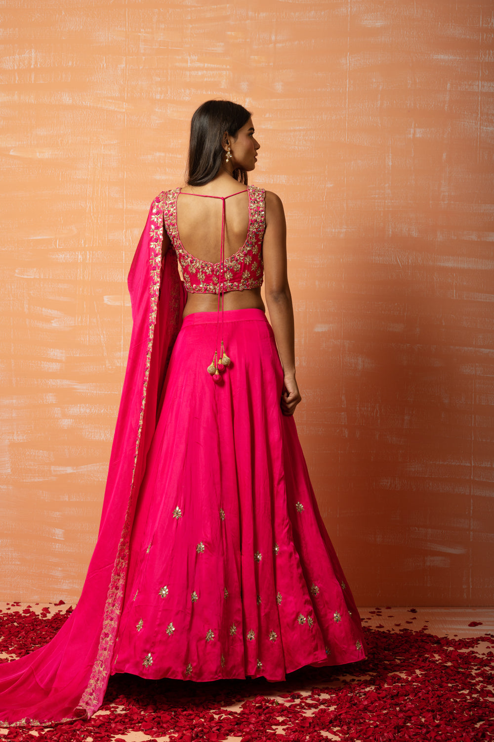 Pink Hand Embroidered Lehenga Set - Auraya Fashion 