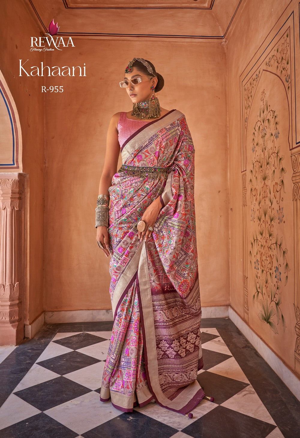 Multicoloured  Soft silk Kahaani Saree