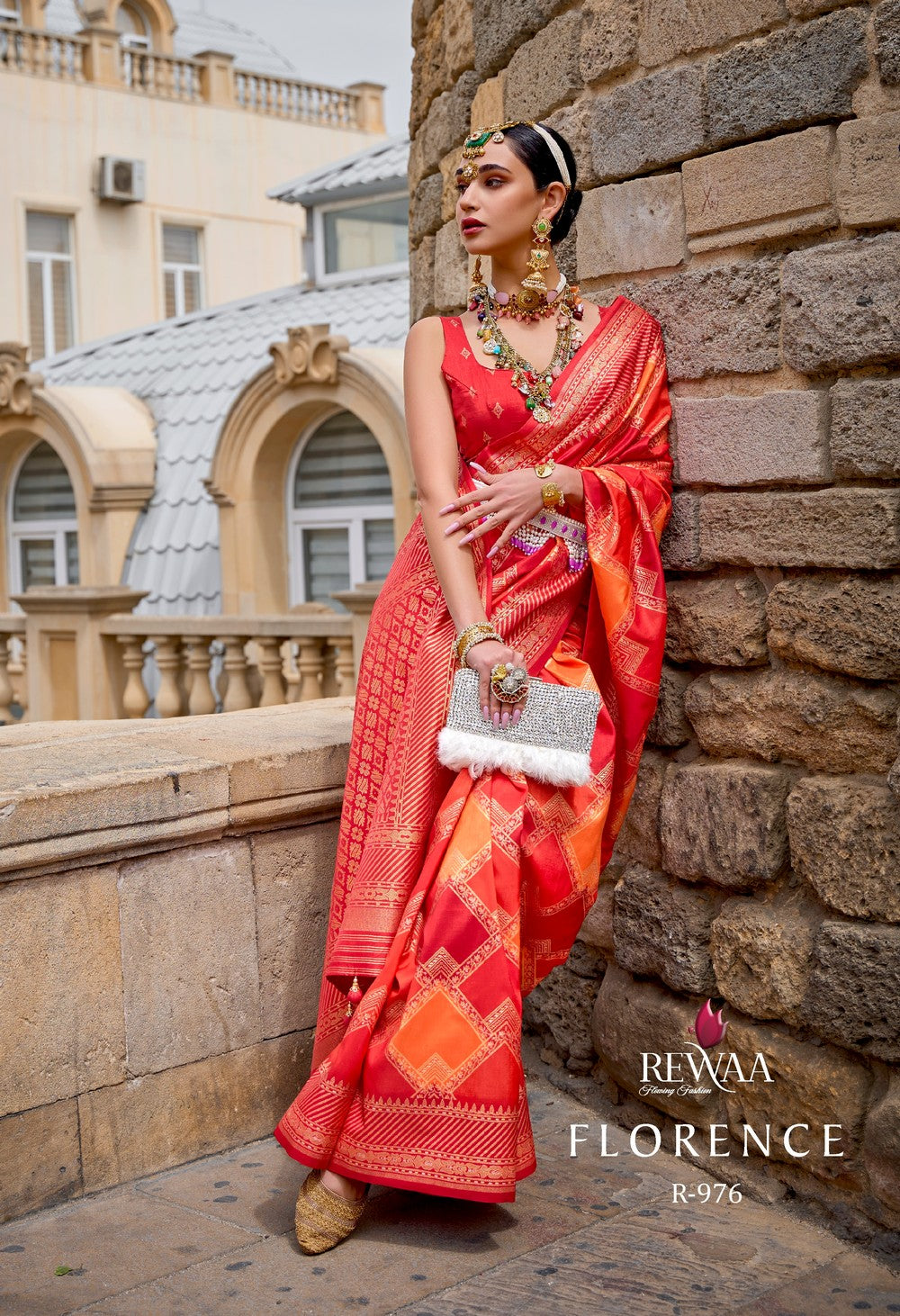 Multicoloured Soft silk Florence Saree