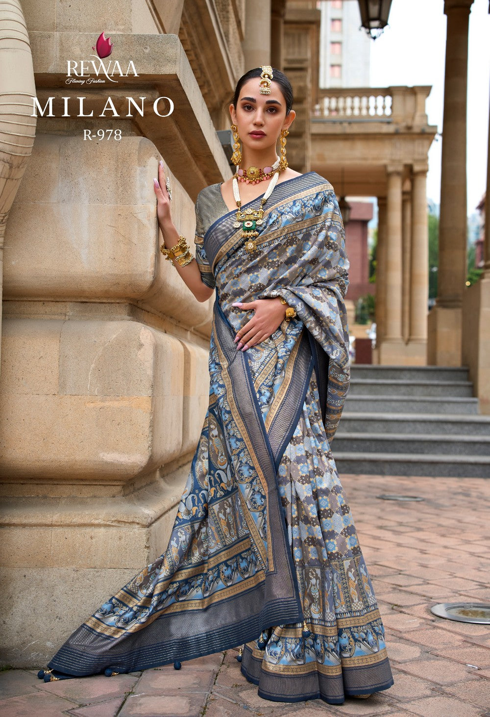 Navy Blue  Soft silk Milano saree