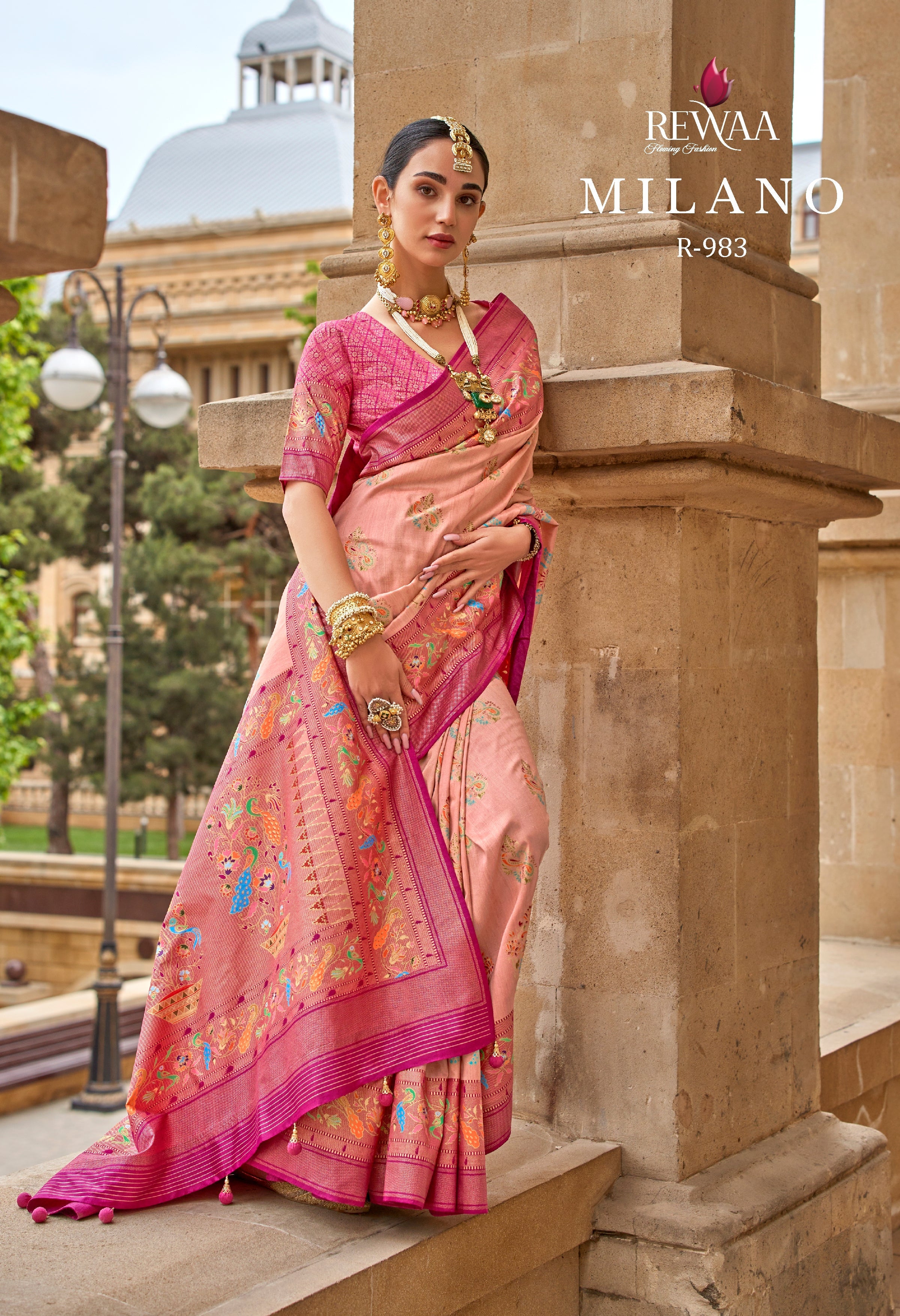 Crepe pink  Soft silk Milano saree