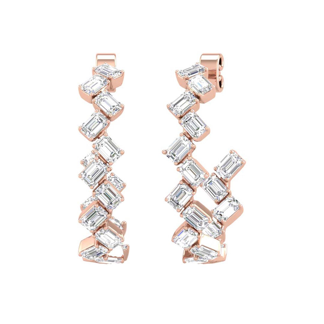 Zig Zag Emerald Cut Hoops