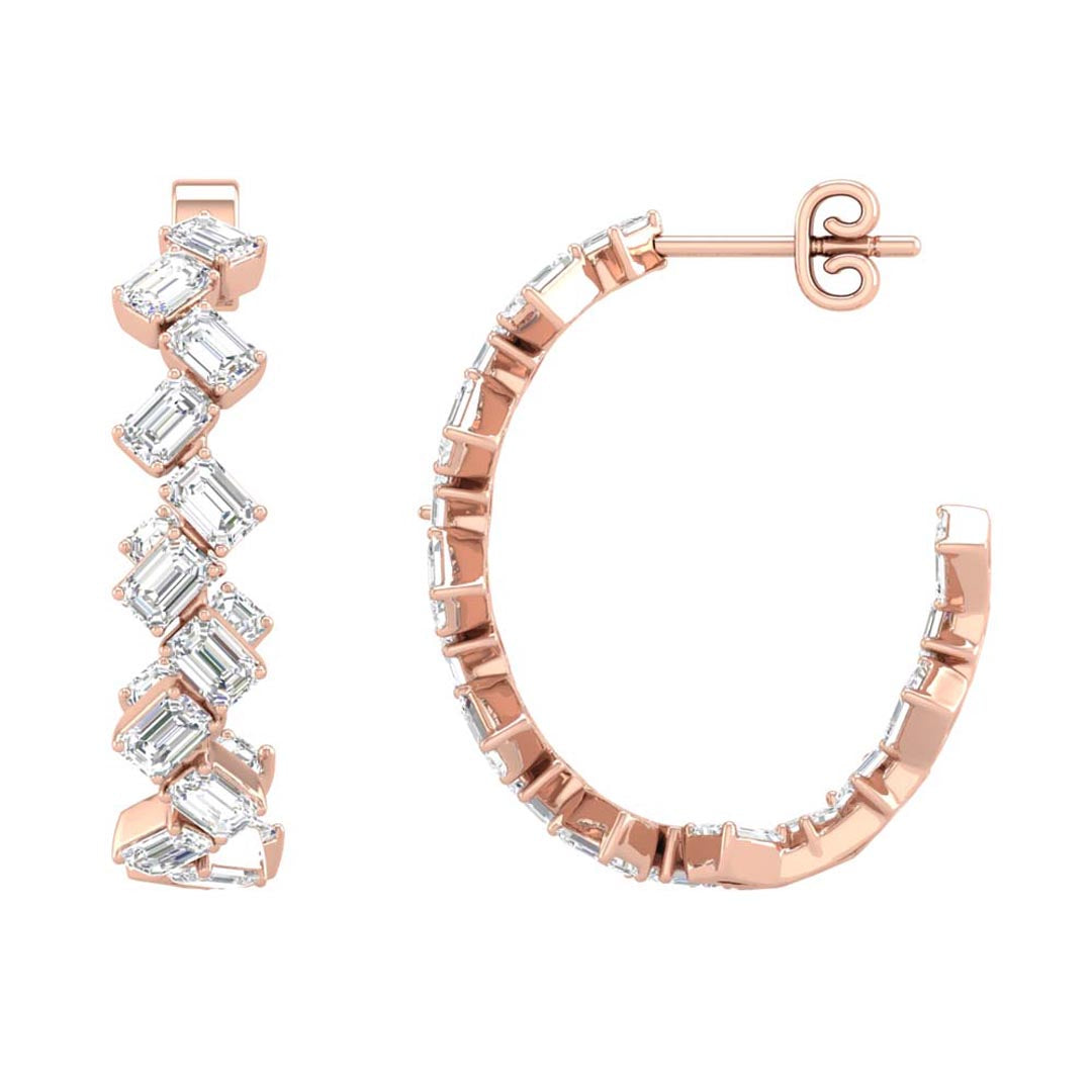 Zig Zag Emerald Cut Hoops