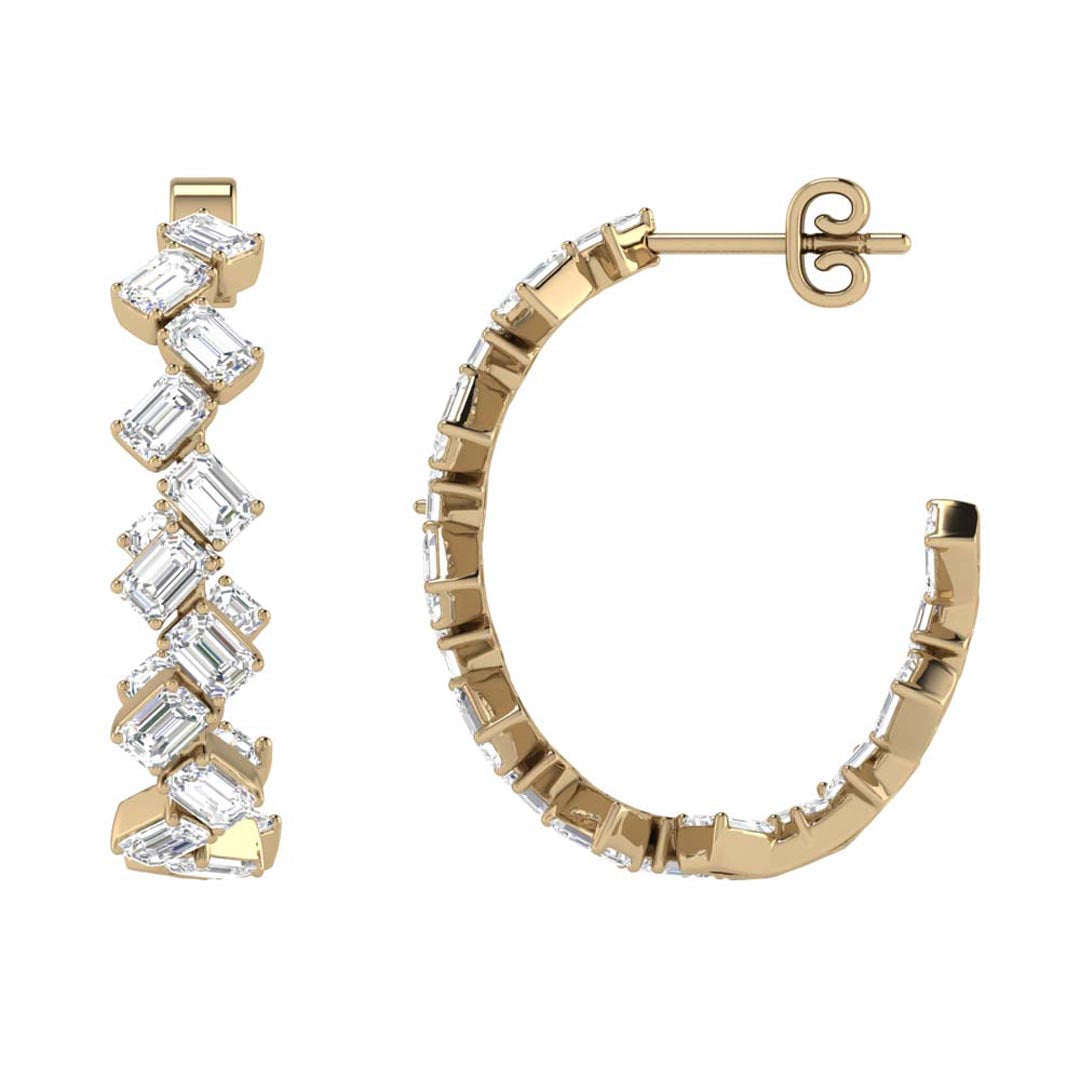 Zig Zag Emerald Cut Hoops