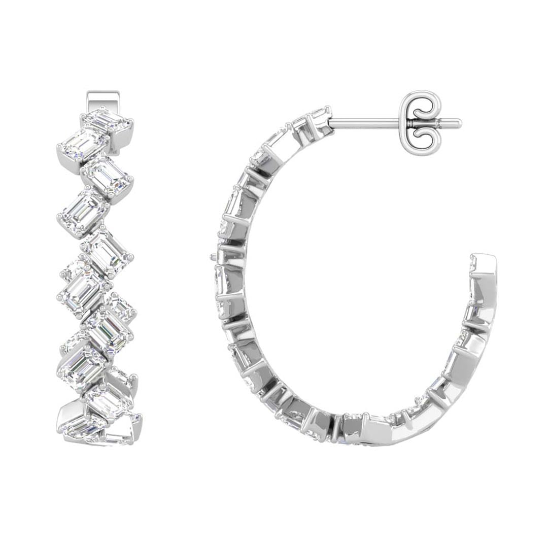 Zig Zag Emerald Cut Hoops