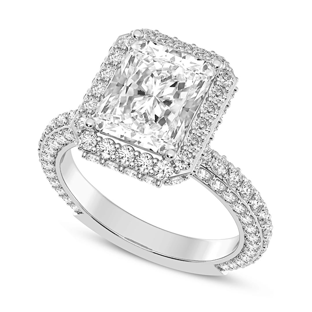 3ct Radiant Cut Halo Engagement Ring