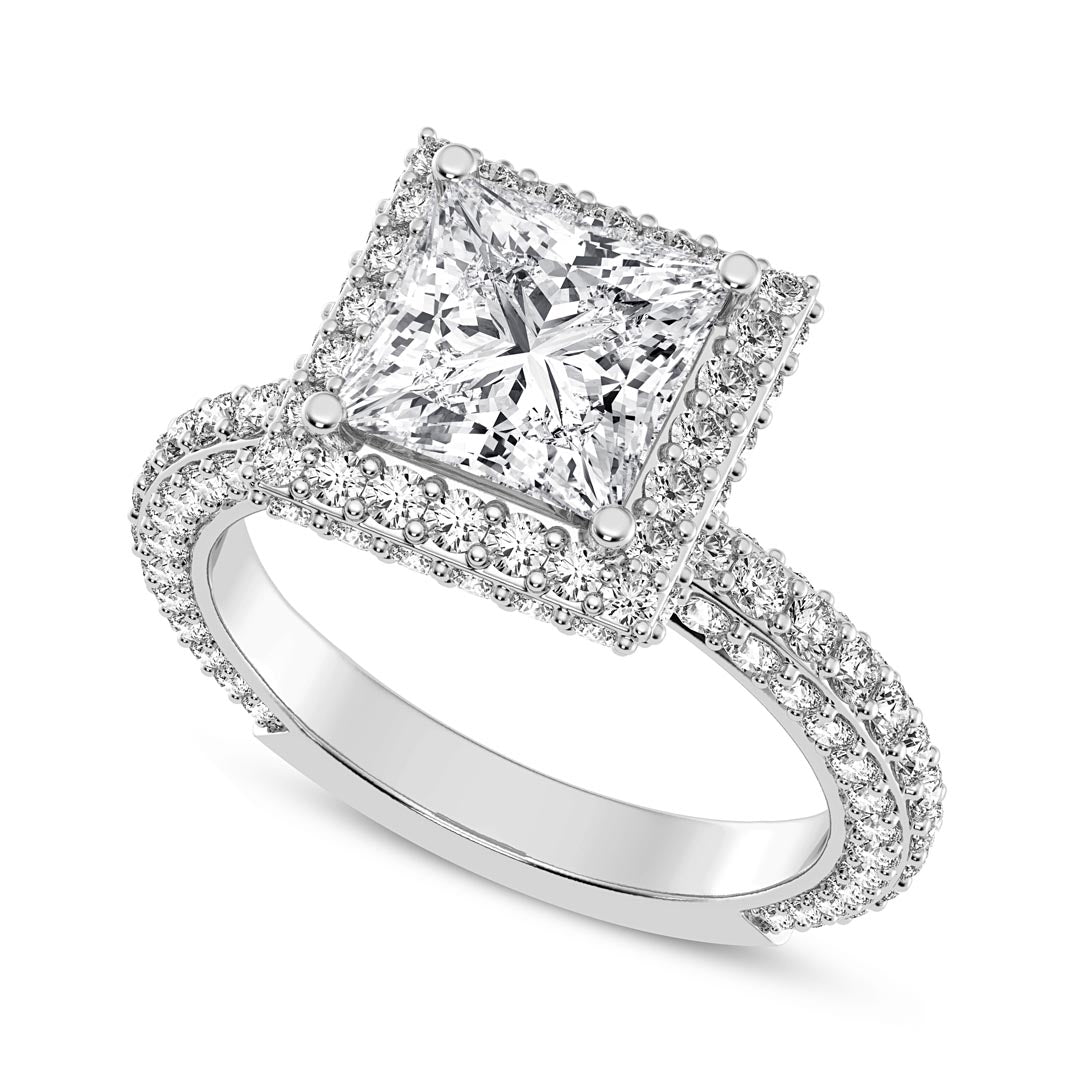 2ct Princess Halo Engagement Ring