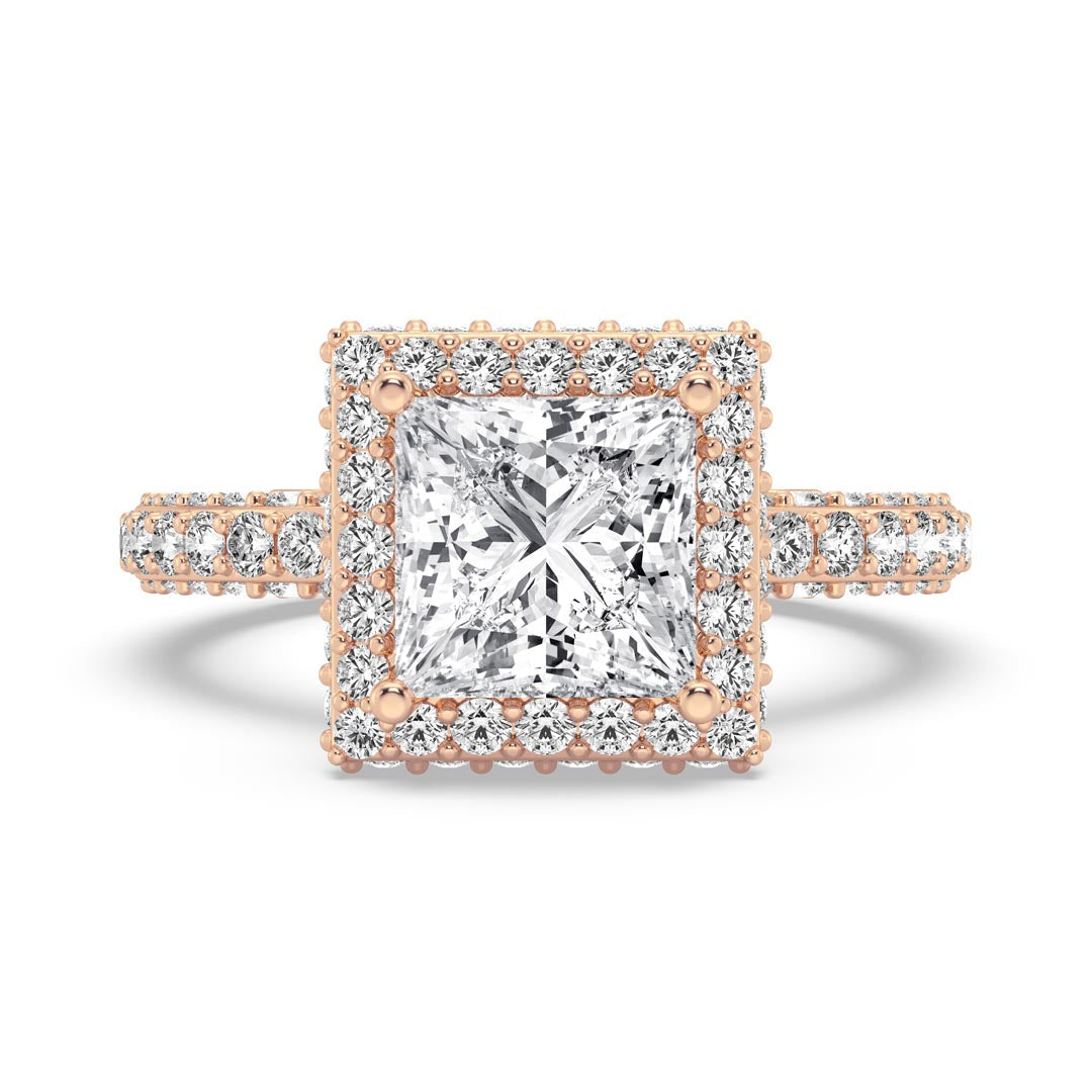 2ct Princess Halo Engagement Ring