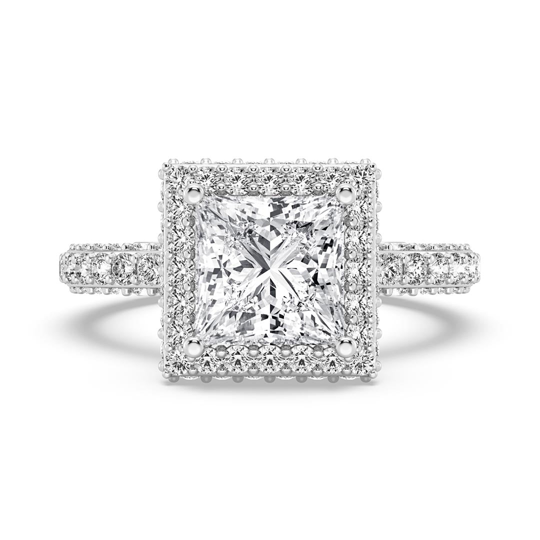 2ct Princess Halo Engagement Ring