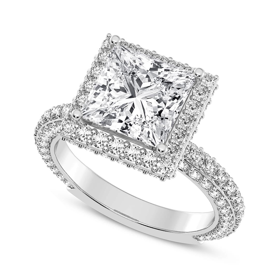 3ct Princess Halo Engagement Ring