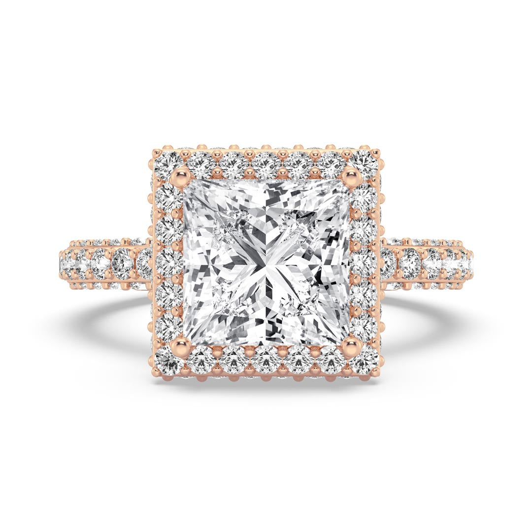 3ct Princess Halo Engagement Ring