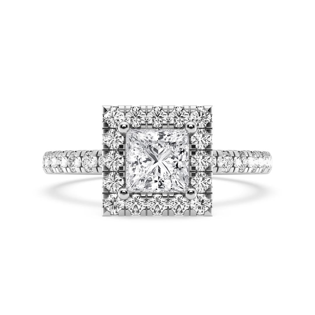 0.50ct Princess with Halo Engagement Ring