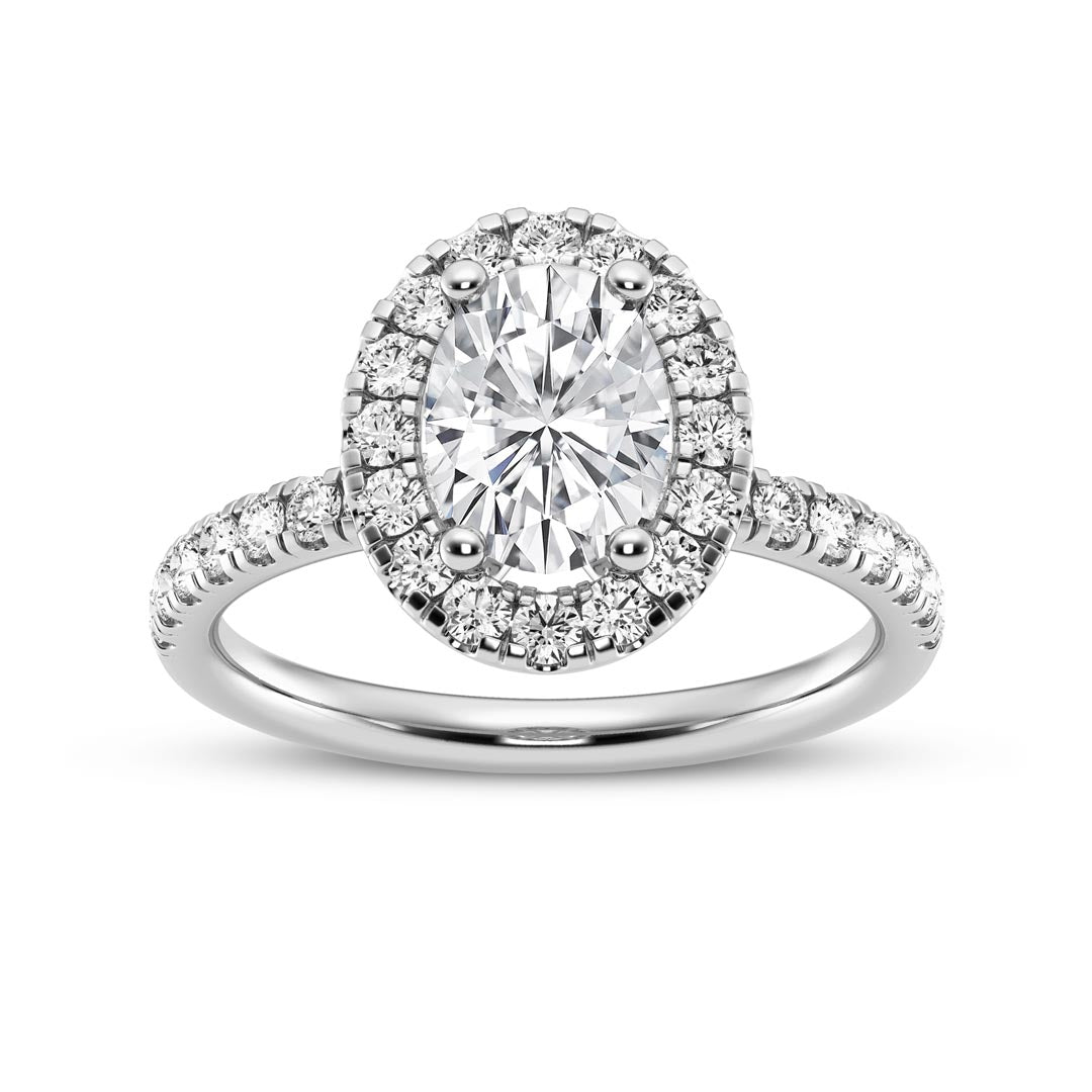 1ct Oval with Halo Engagement Ring