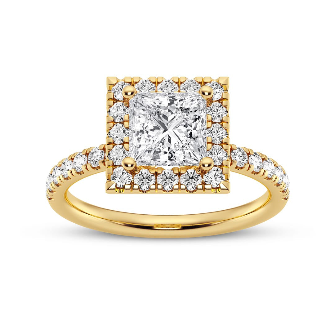 1ct Princess with Halo Engagement Ring